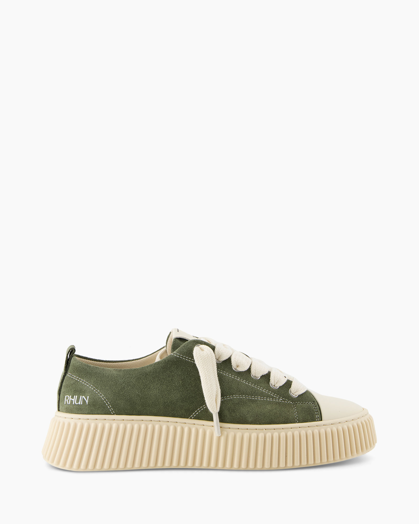 green, sneaker, low-cut, laces, platform sole