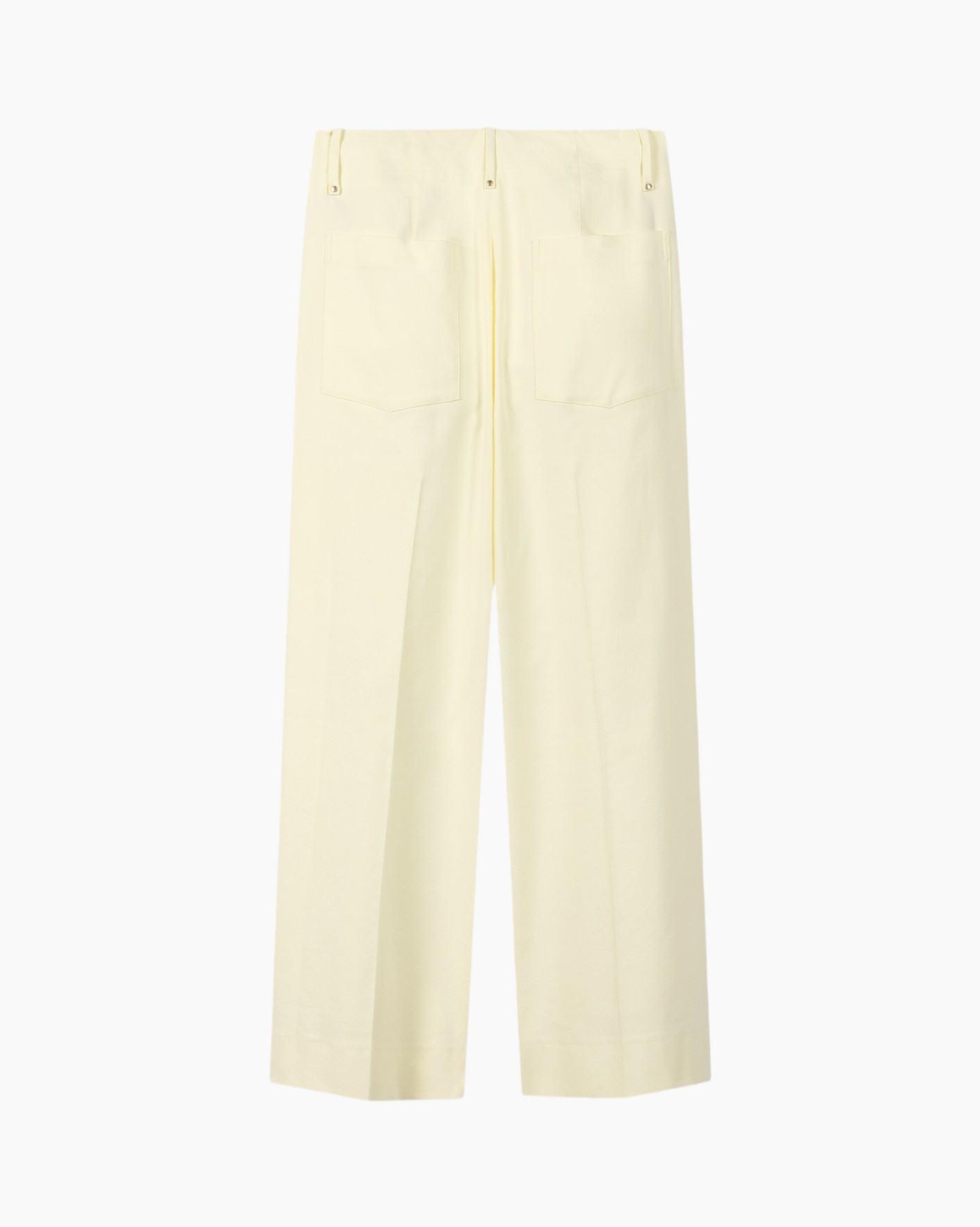 pants, trousers, light-yellow, wide-leg, back pockets