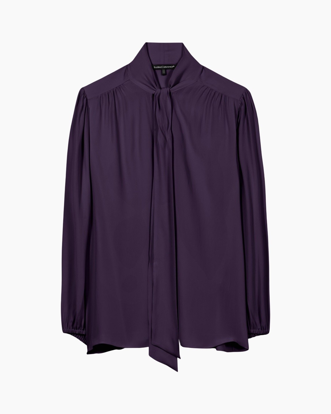 blouse, purple, tie-neck, long-sleeve, pussy-bow