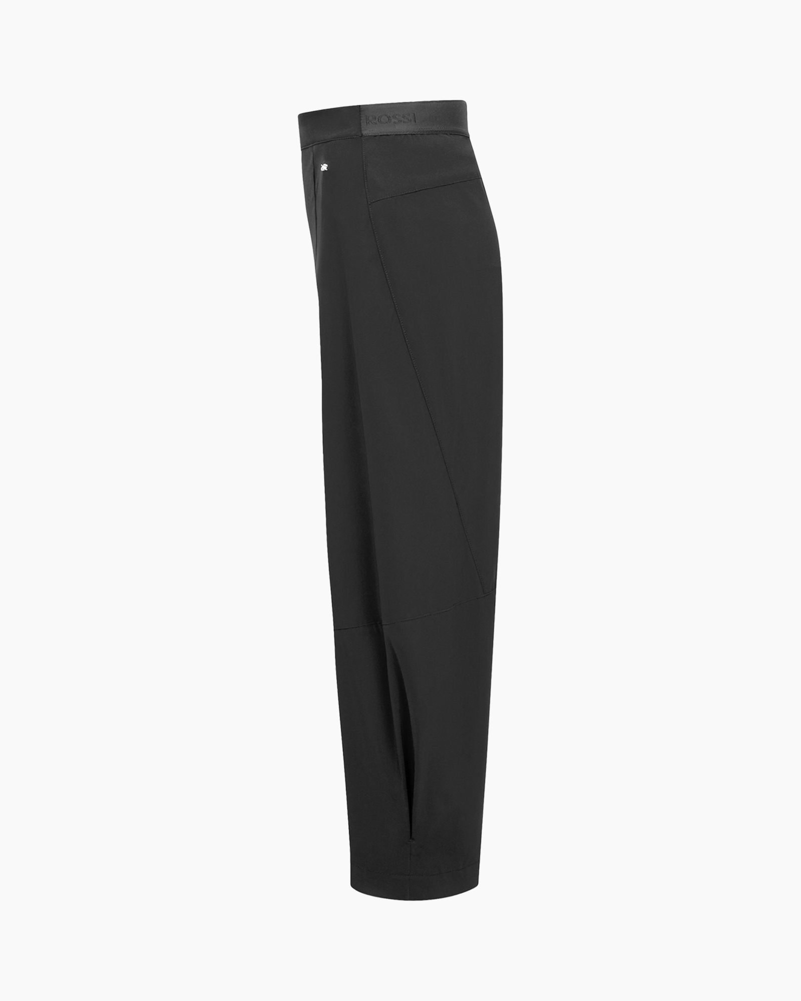 trousers, pants, black, elastic waistband, slit