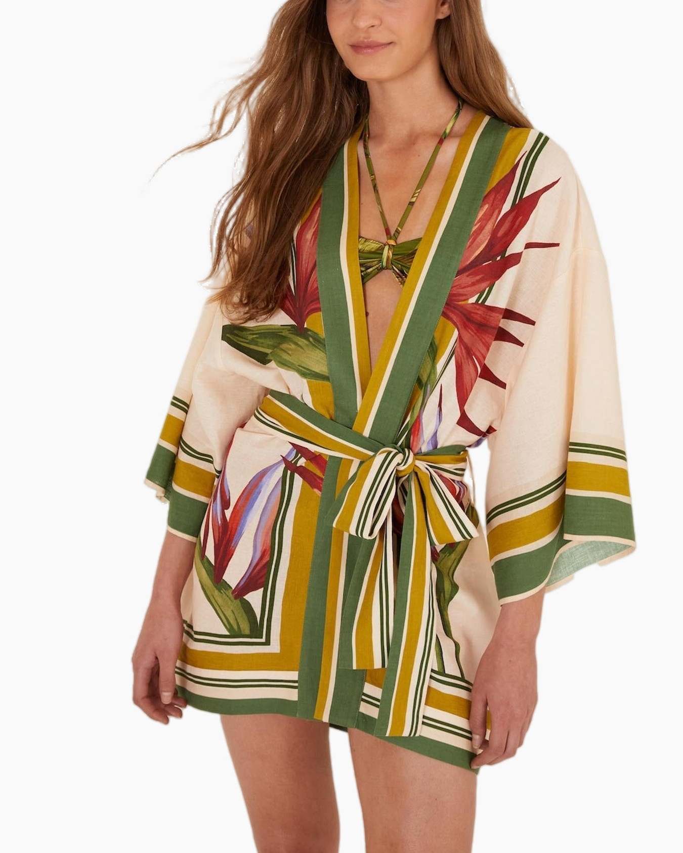 kimono, robe, wrap, tie-belt, patterned