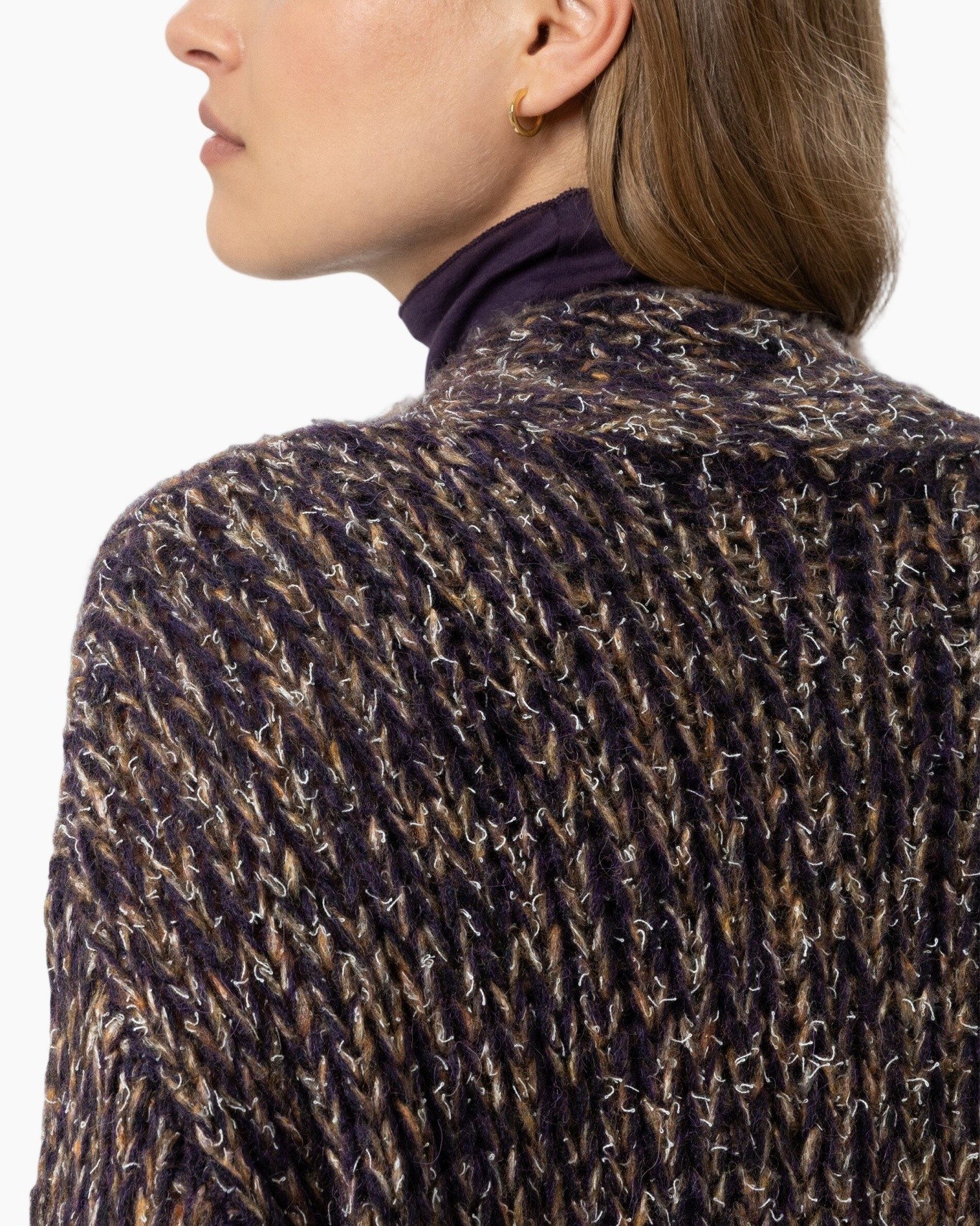cardigan, knit, pattern, belt, turtleneck