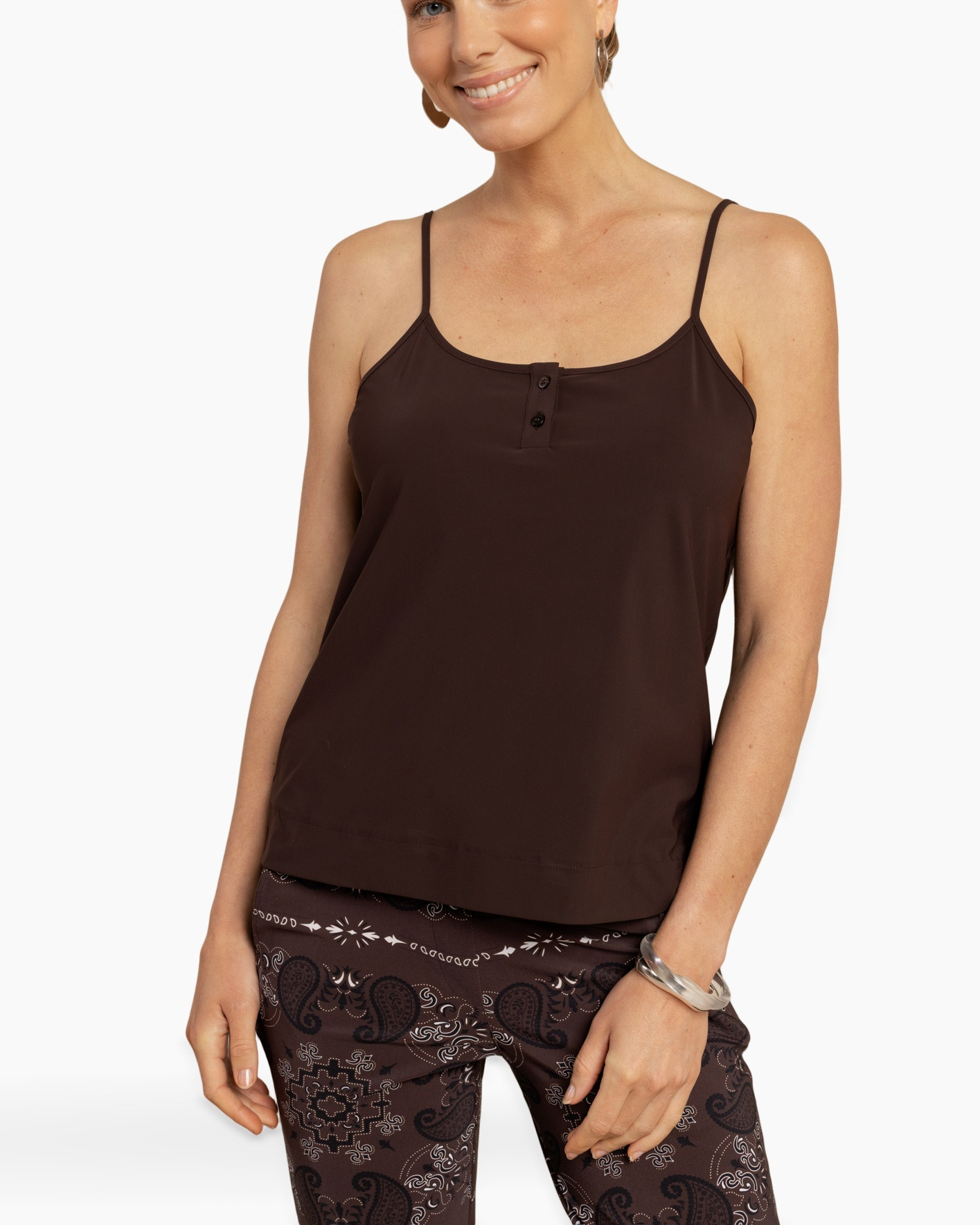 tank top, brown top, spaghetti straps, sleeveless, casual top