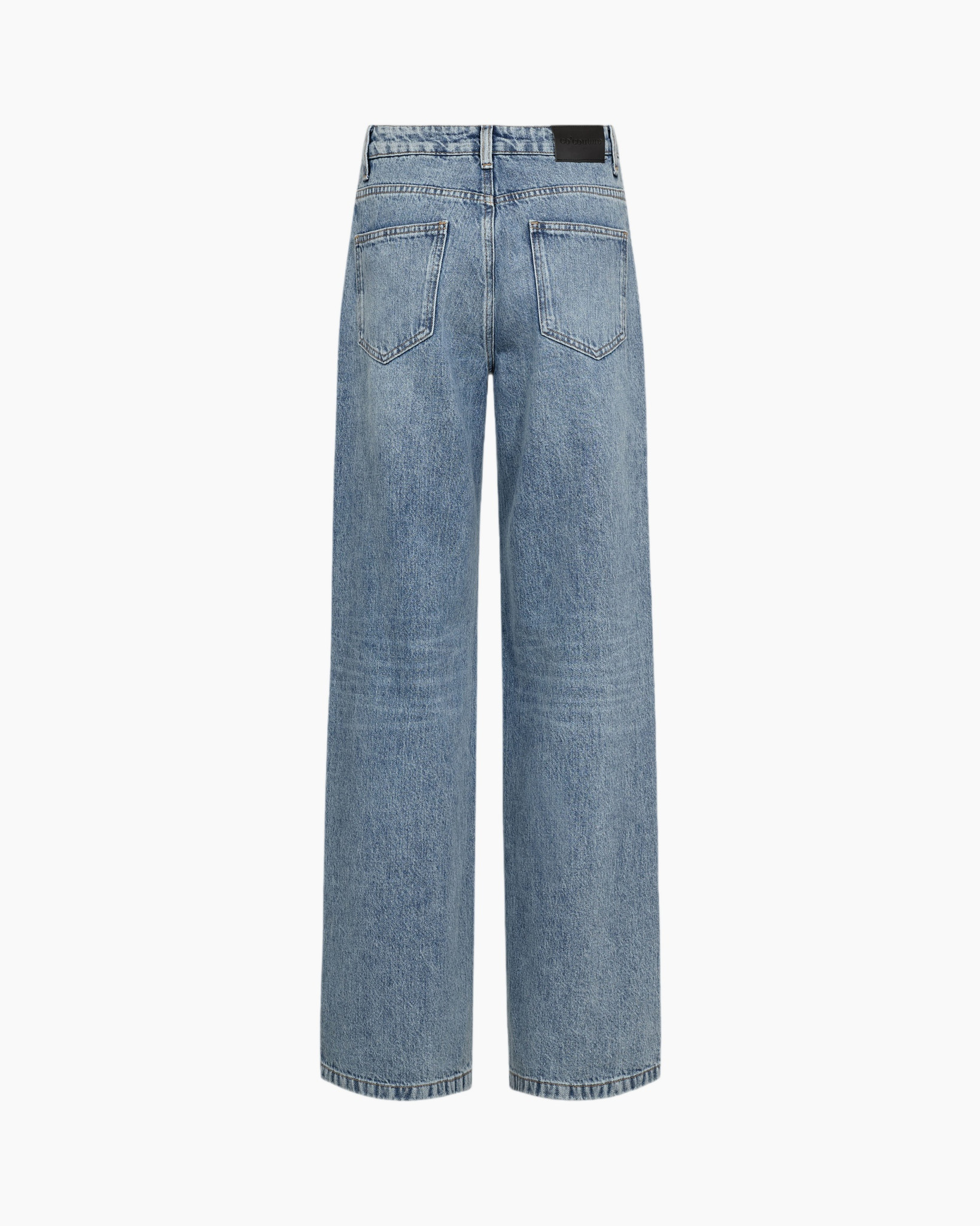 jeans, denim, wide-leg, mid-blue, five-pocket