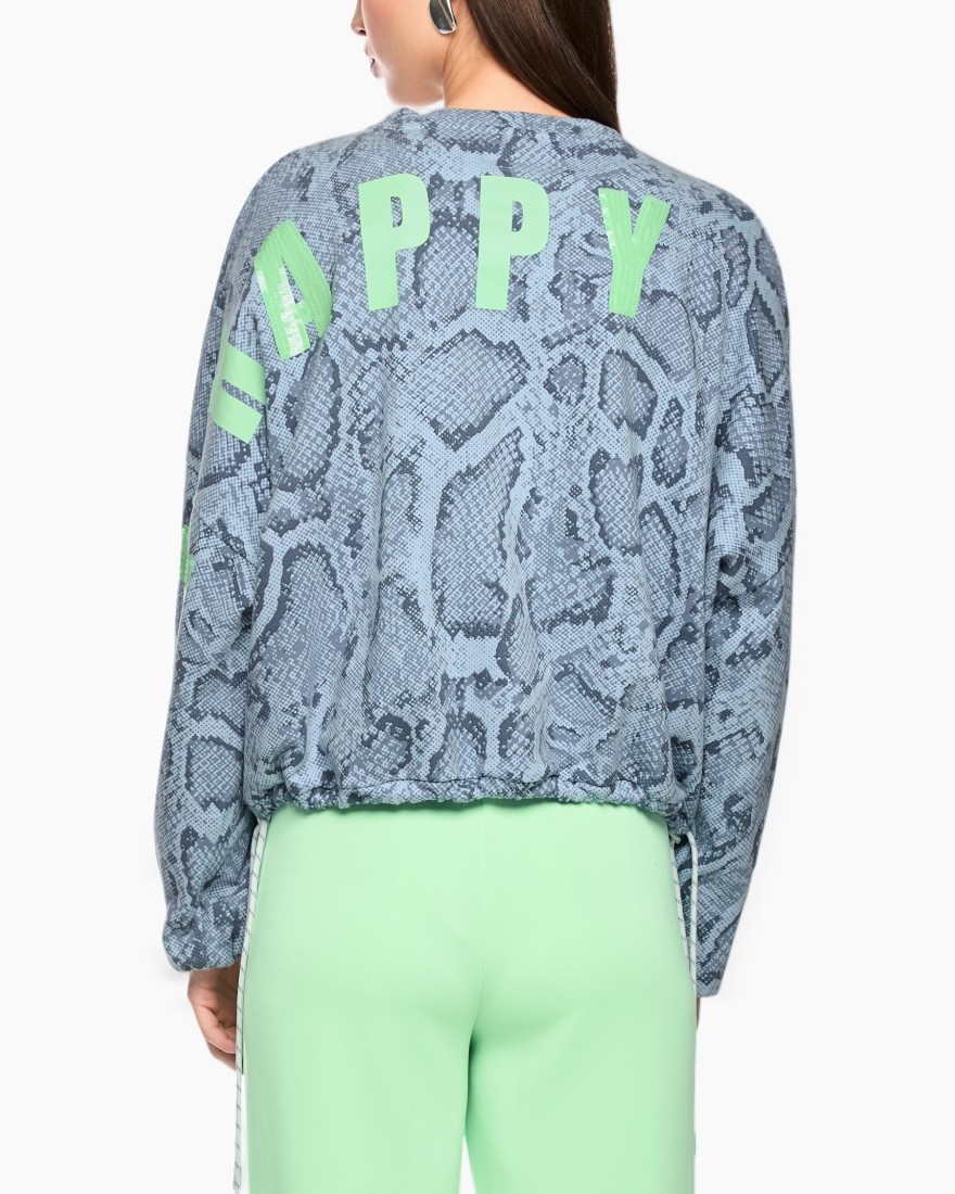 jacket, snakeskin, print, long sleeves, green pants