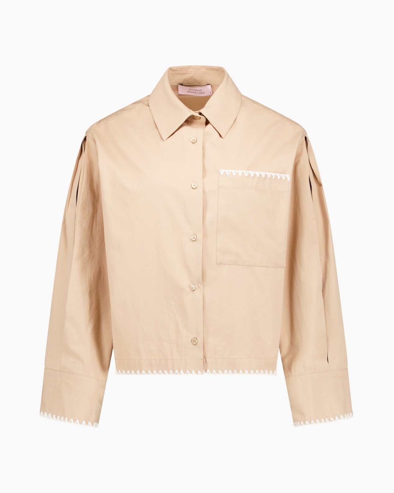 shirt, button-down, beige, pocket, trimmed-hem
