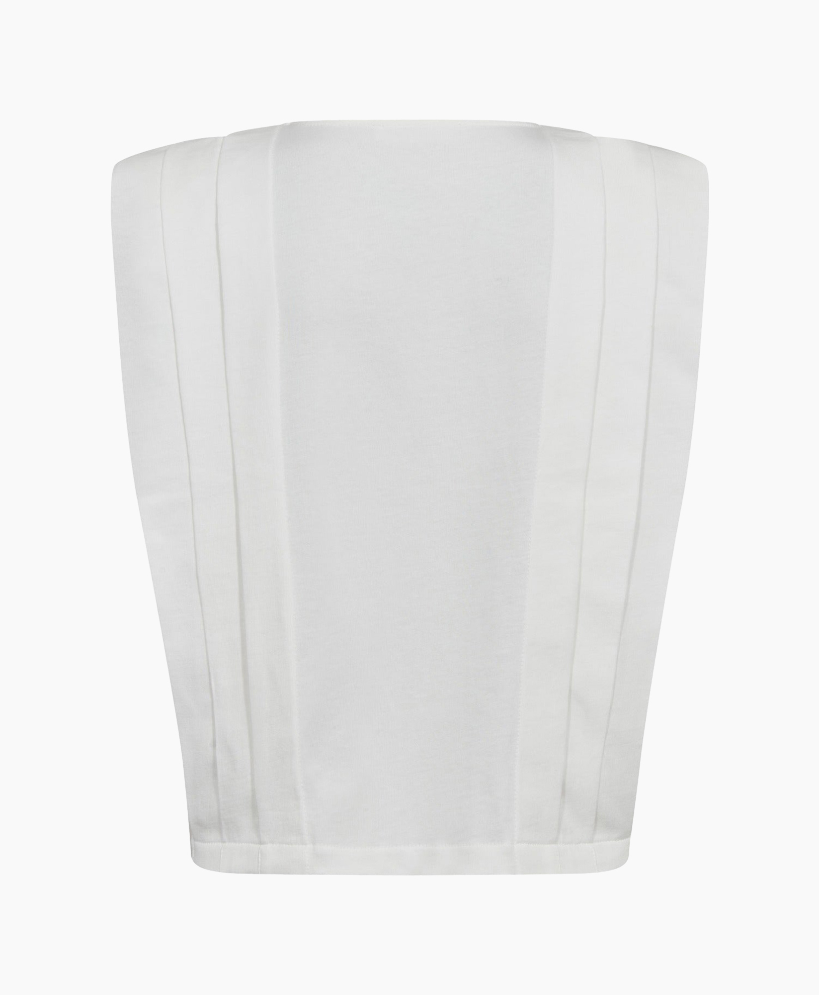 top, sleeveless, white, pleated, crew-neck