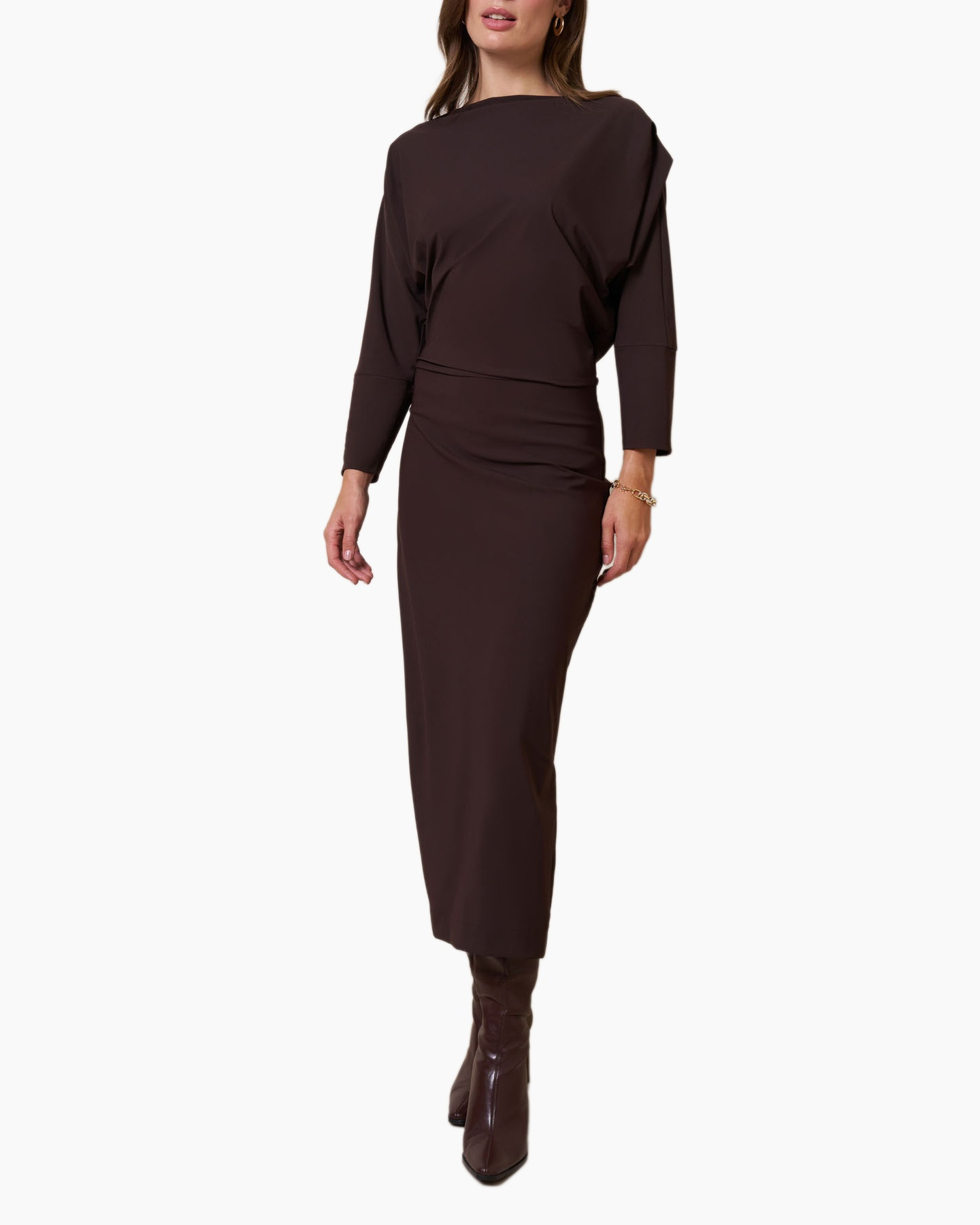 Jurk Ineke Ls Dress Donker Bruin