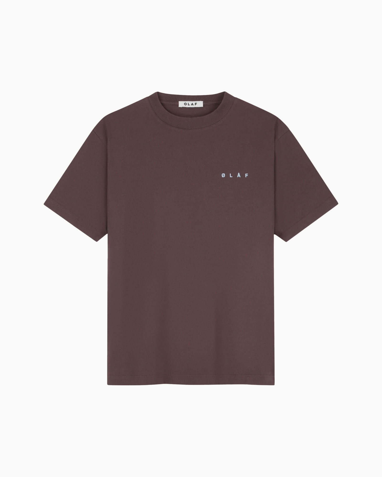 t-shirt, short sleeve, brown, solid color, small logo
