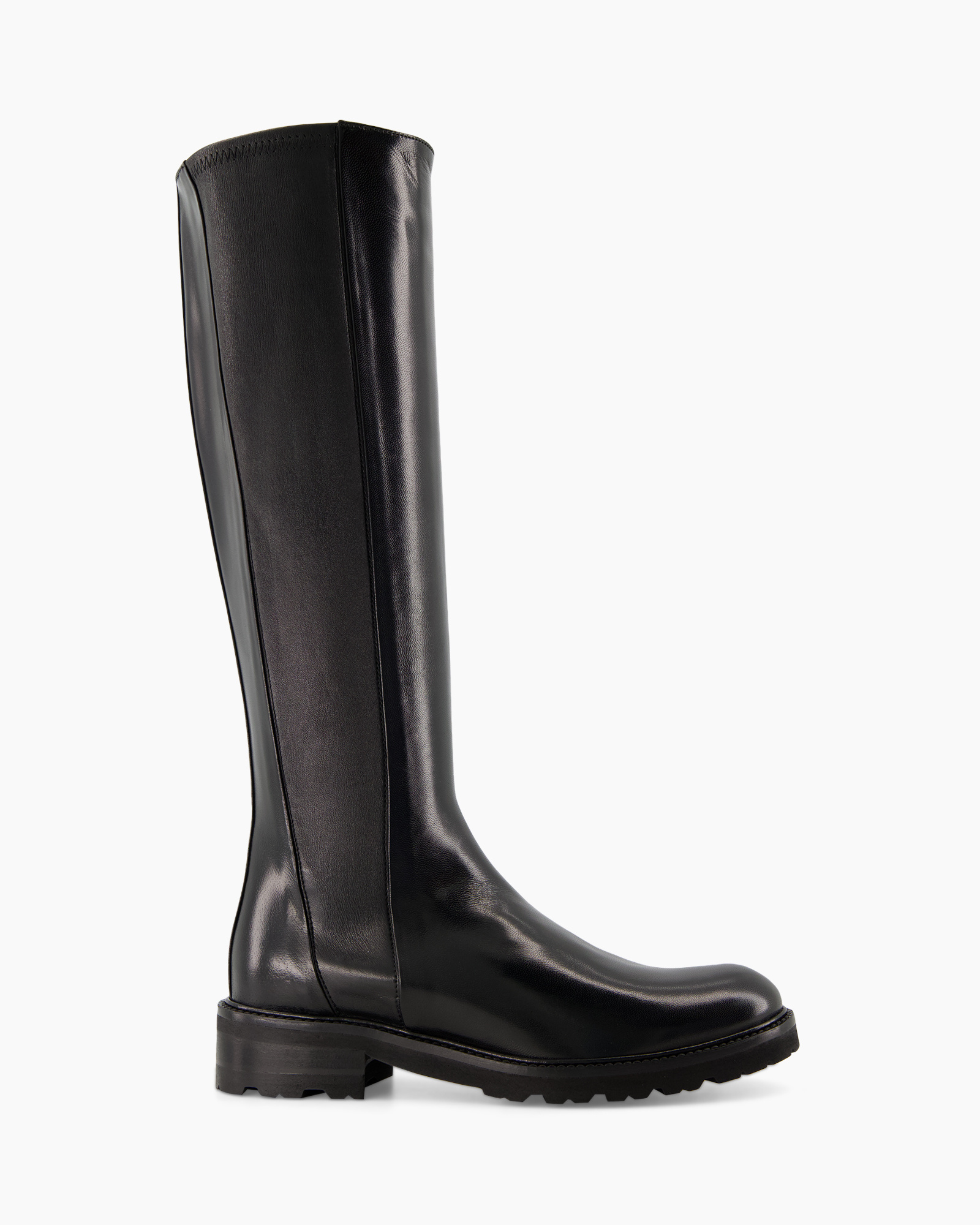 boots, knee-high, black, leather, sole