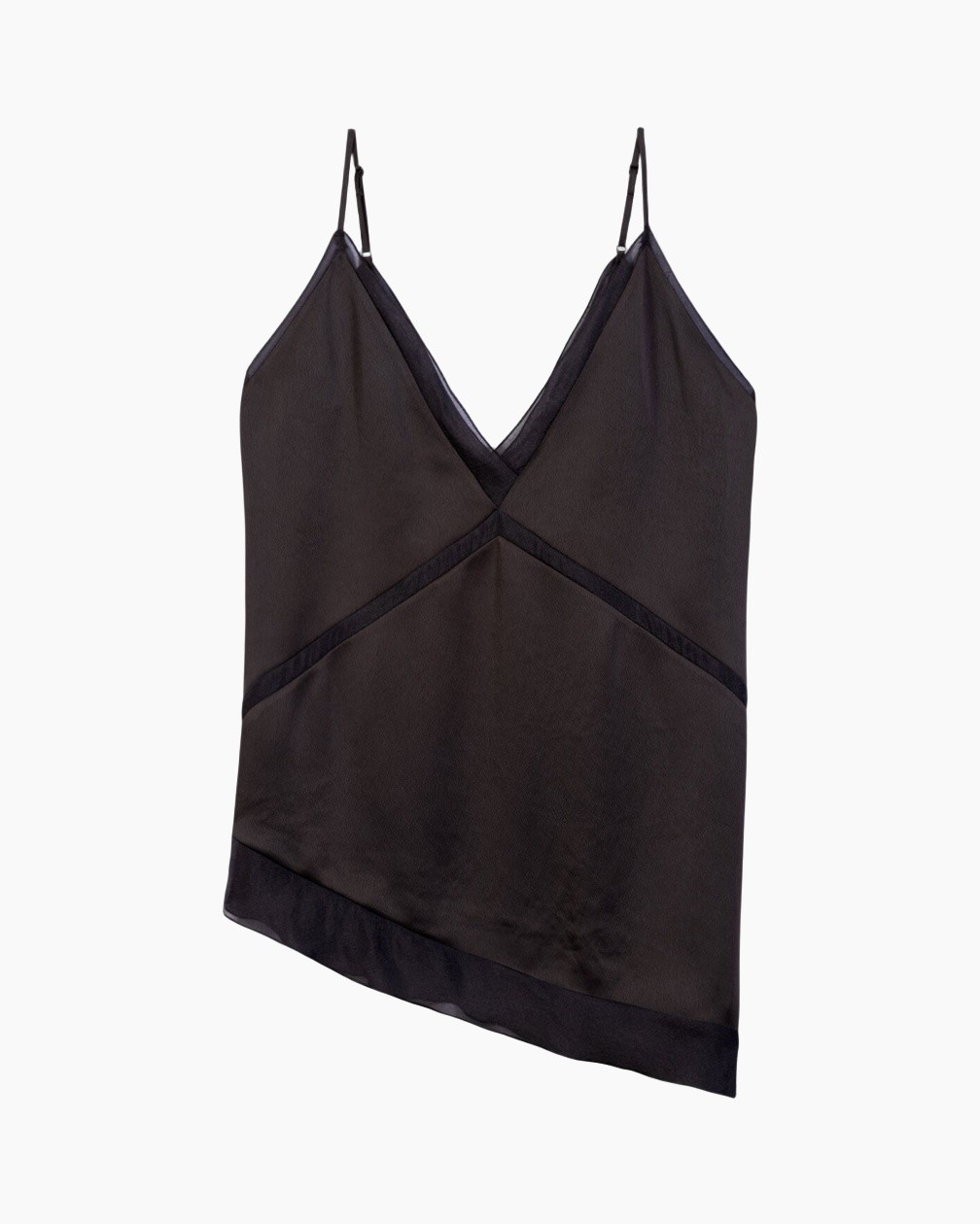 tank top, sleeveless, black, slip, trimmed edges
