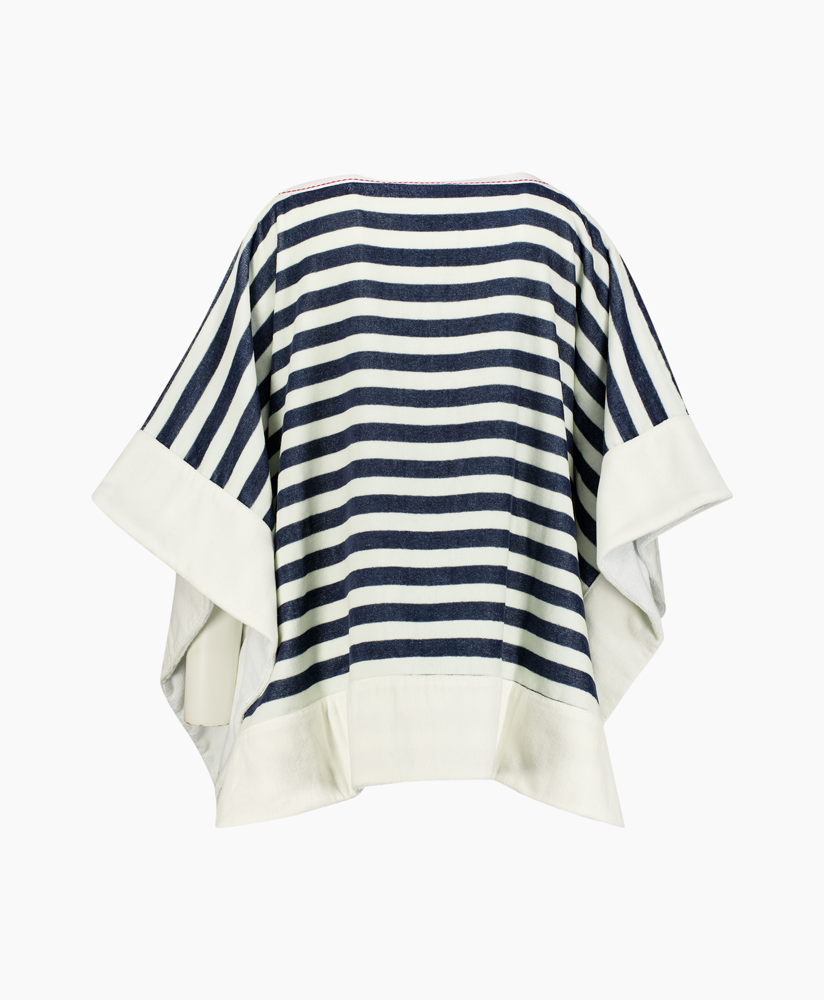 striped, poncho, navy, white, loose-fit