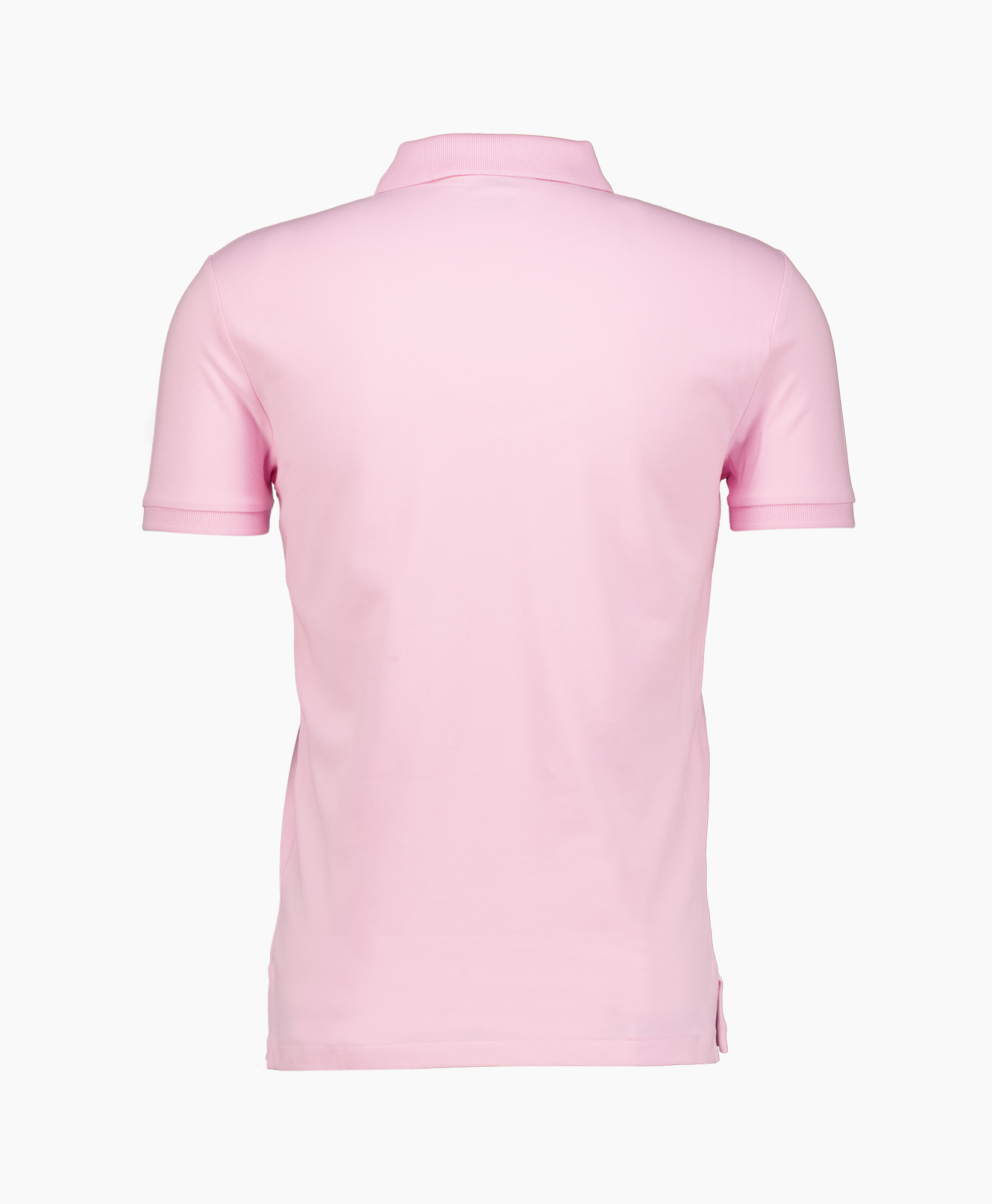 polo shirt, pink, short sleeve, collared, logo embroidery
