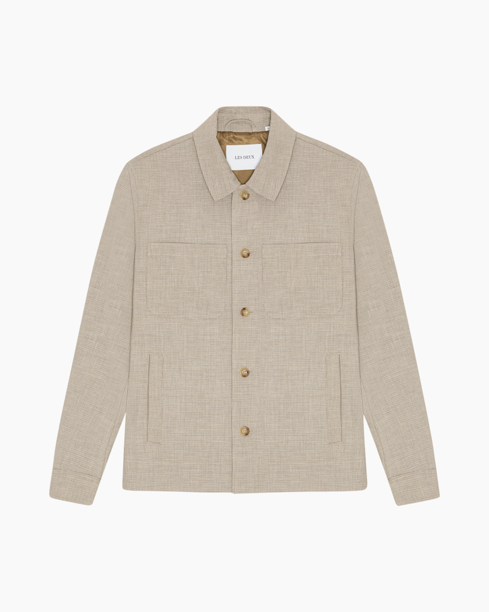 jacket, beige, woven, button-front, four-pocket