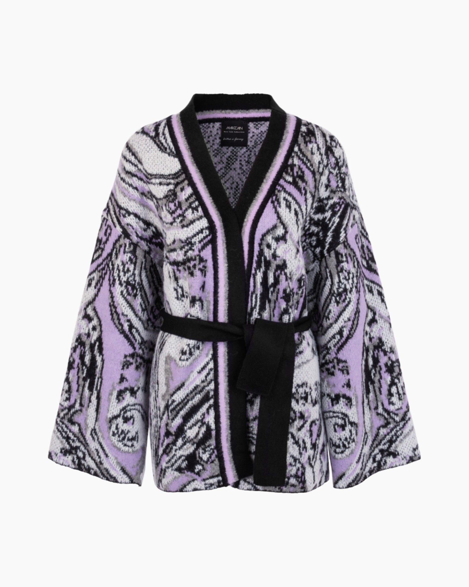 cardigan,  patterned,  knit,  belt,  lavender