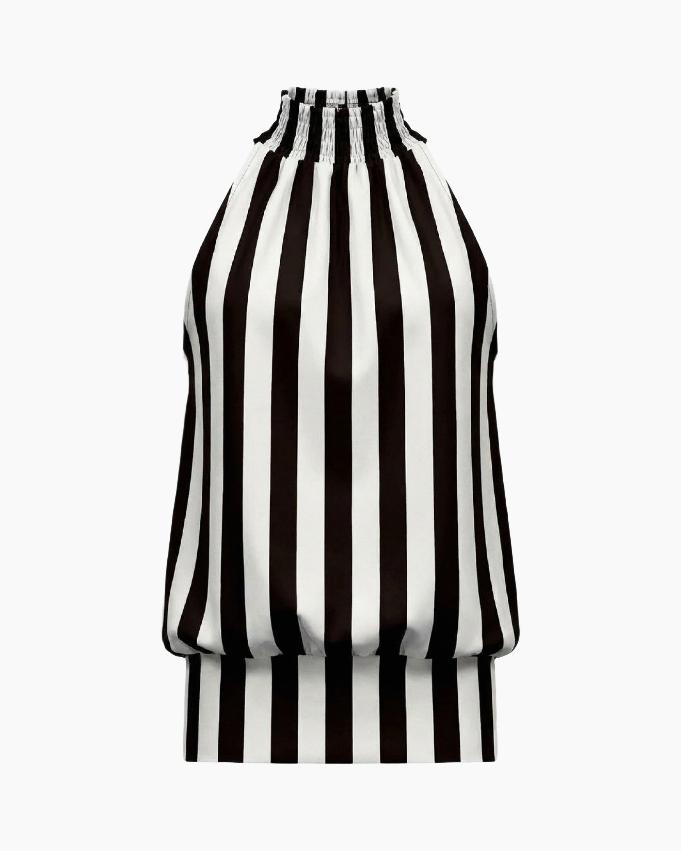 striped top, halter neck, black white, striped pattern, sleeveless top