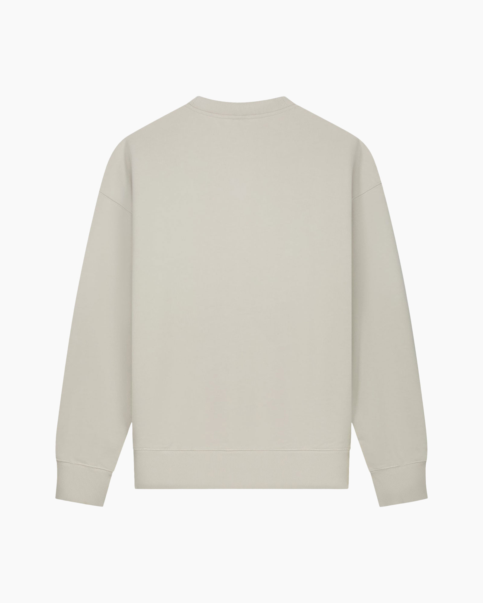sweatshirt, crewneck, beige, long_sleeve, pullover