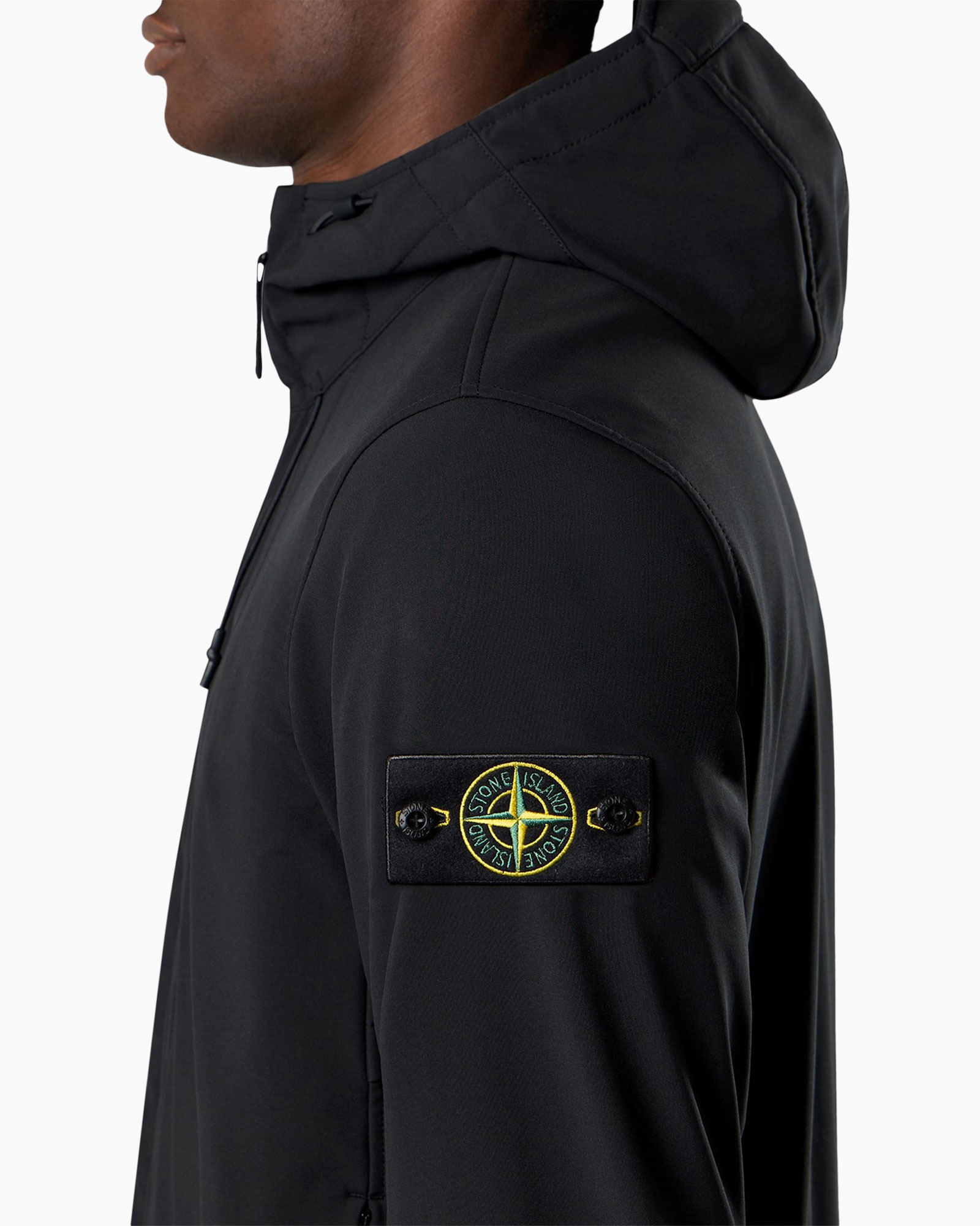 jacket, hooded, patch, logo patch, dark color