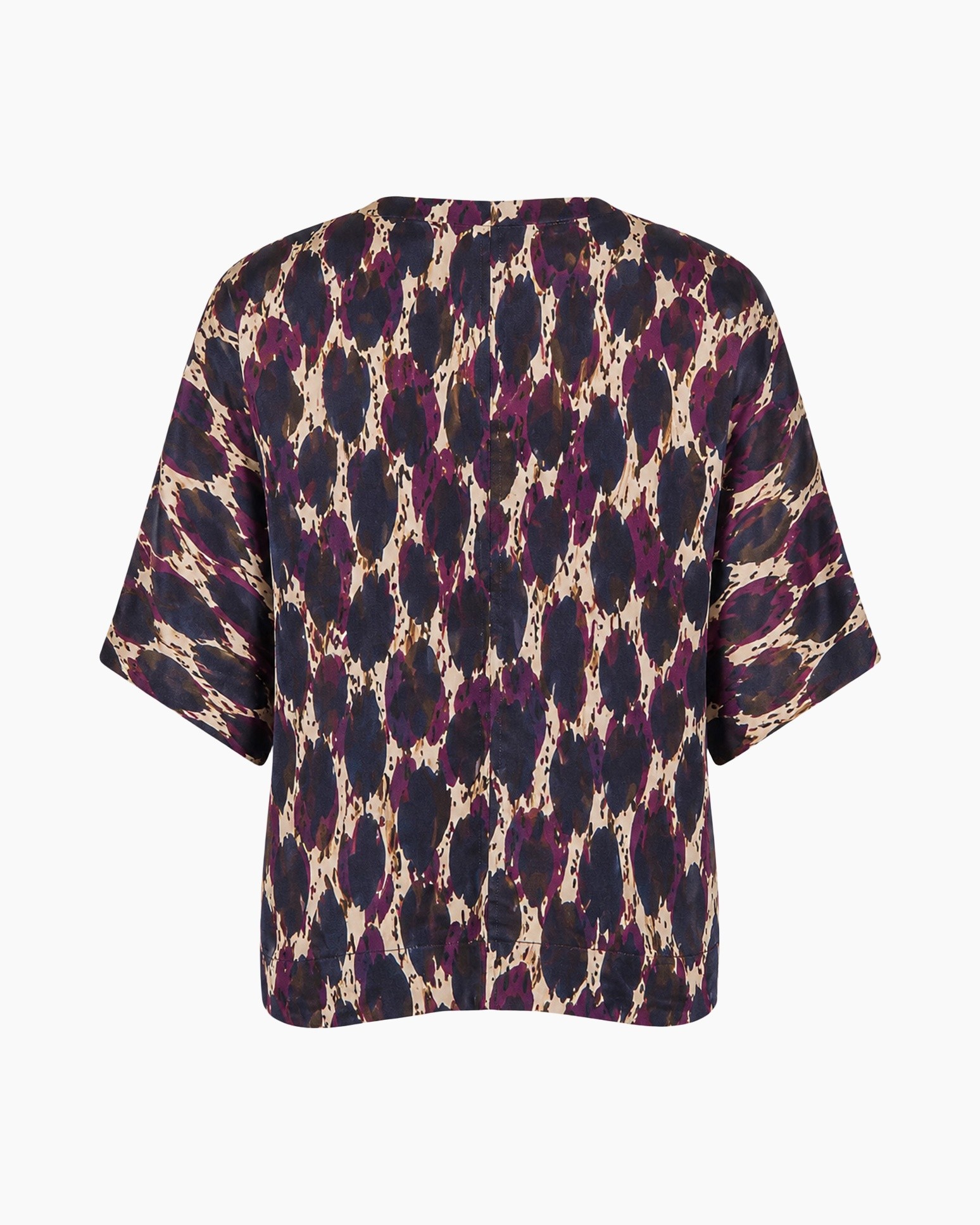 blouse, patterned, leopard print, short sleeves, loose fit