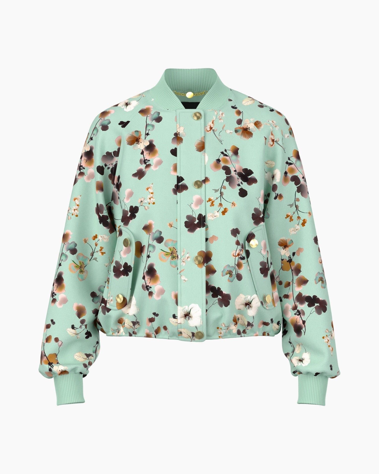 jacket, bomber, floral, mint, pattern