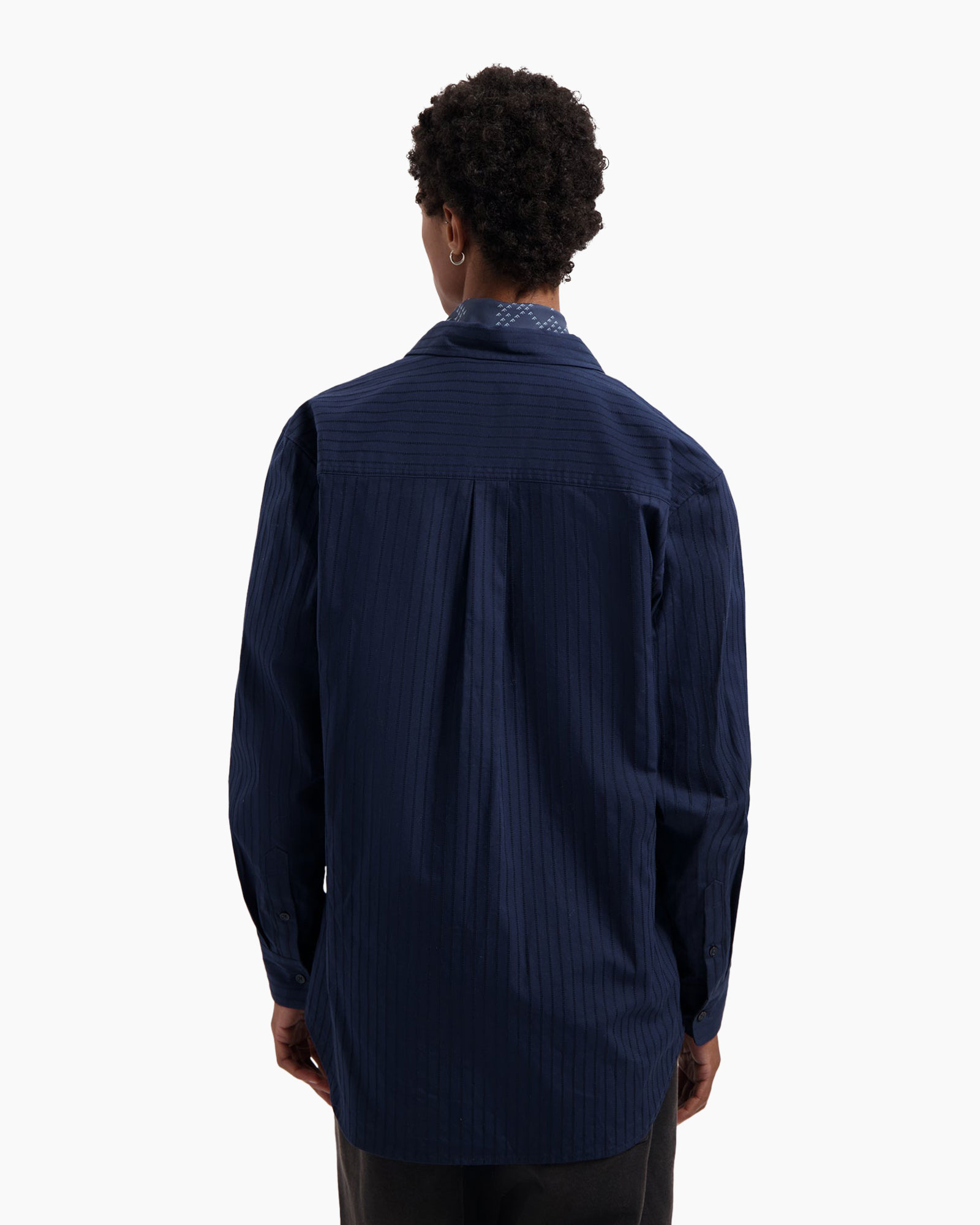 Overhemd Stitched Striped Relaxed Donker Blauw