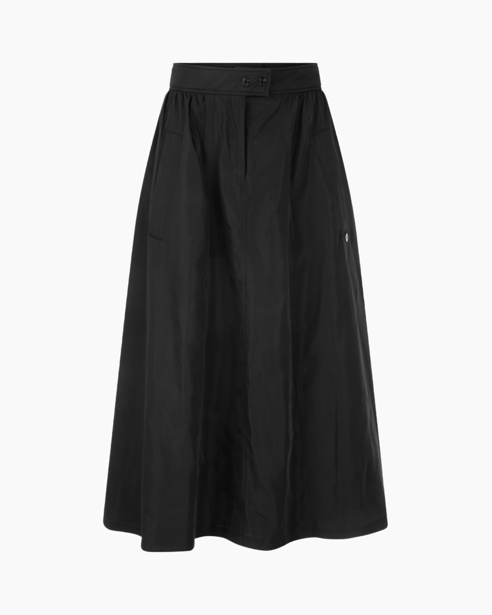 skirt, black, long, high-waisted, pleated