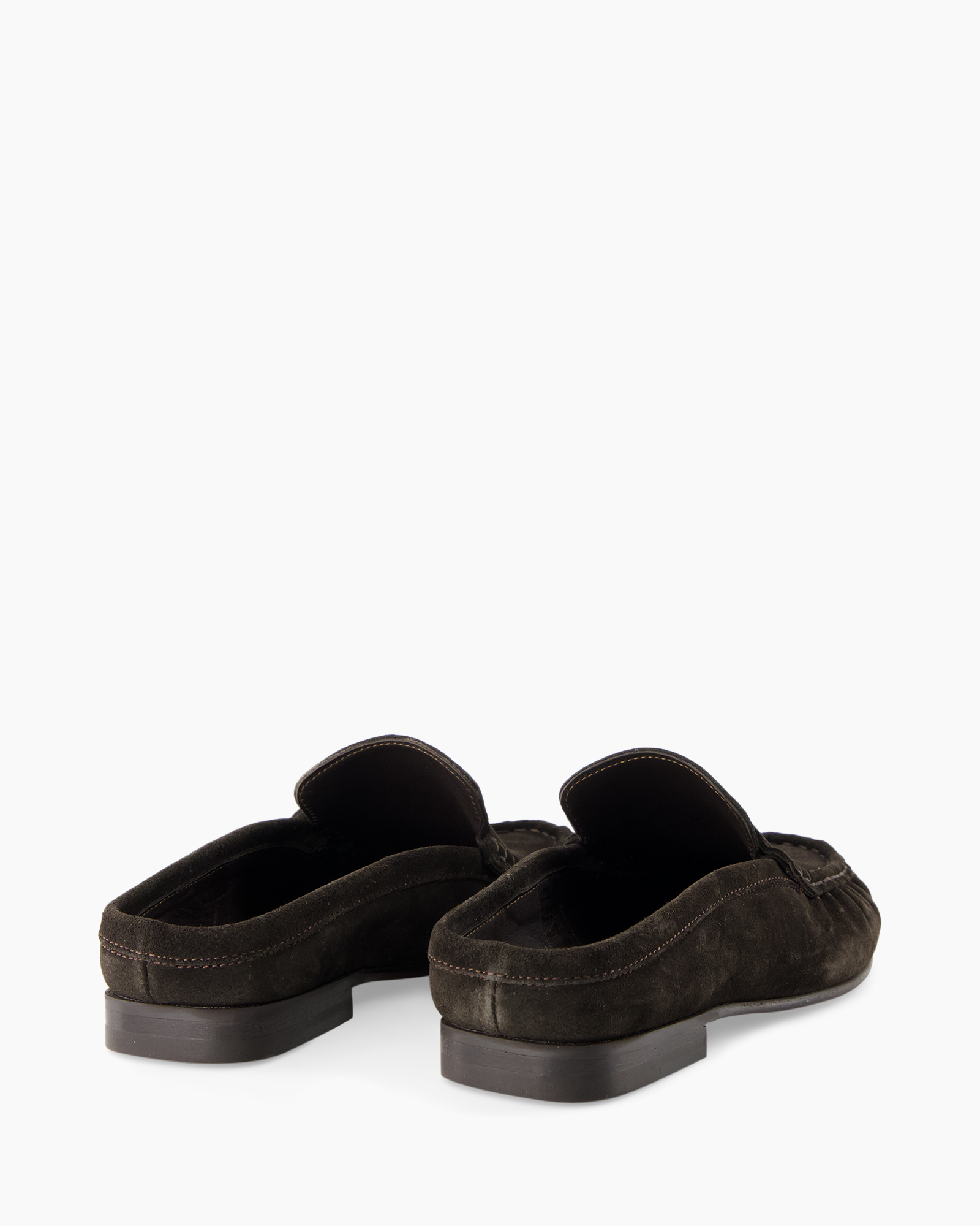 slippers, moccasins, suede, dark brown, slip-on