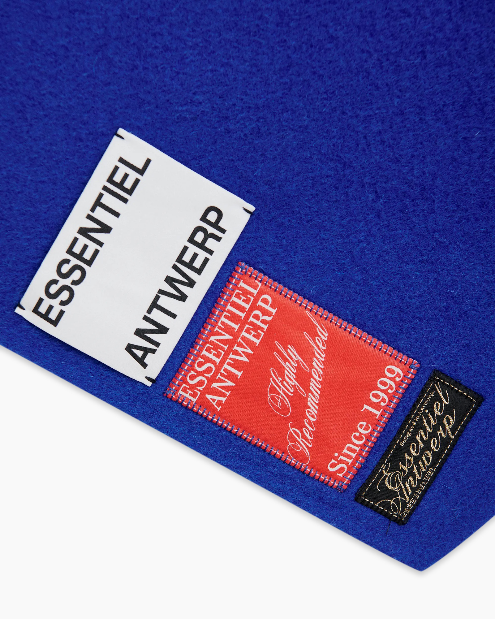 patch, washable label, fabric label, blue fabric, stitching patch