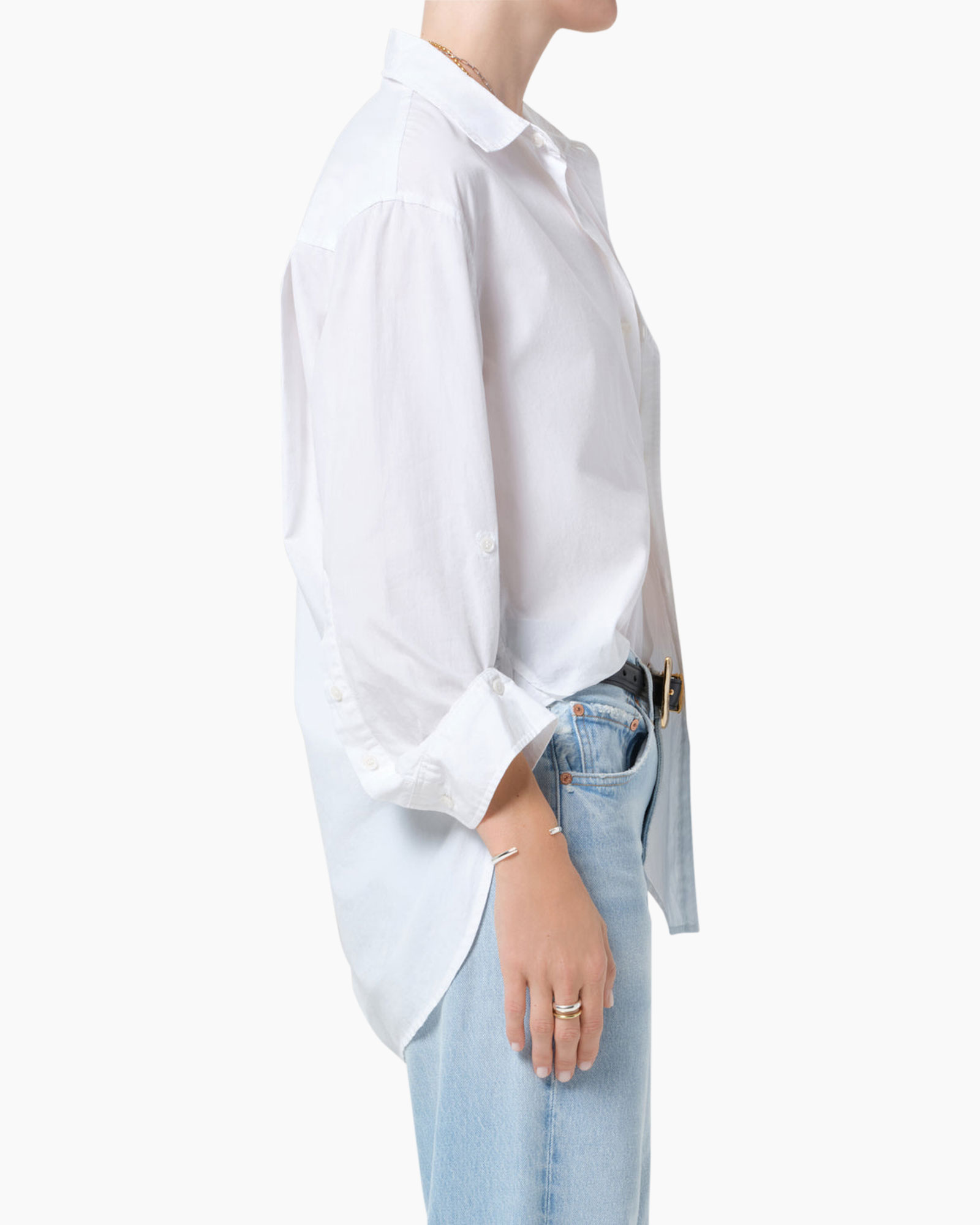 white shirt, button-down, collared, long sleeve, cotton