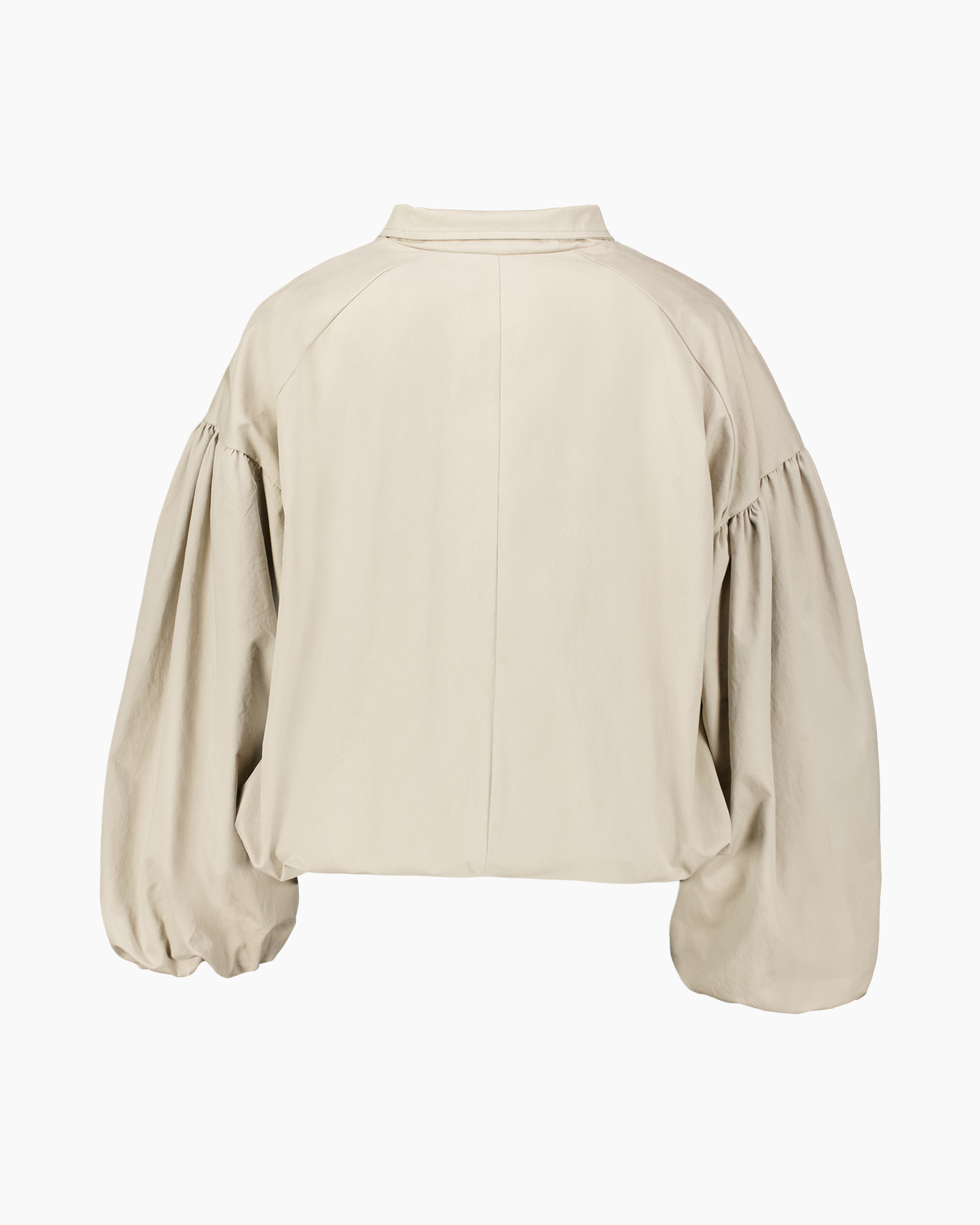 beige, long-sleeve, puff-sleeve, top, collared