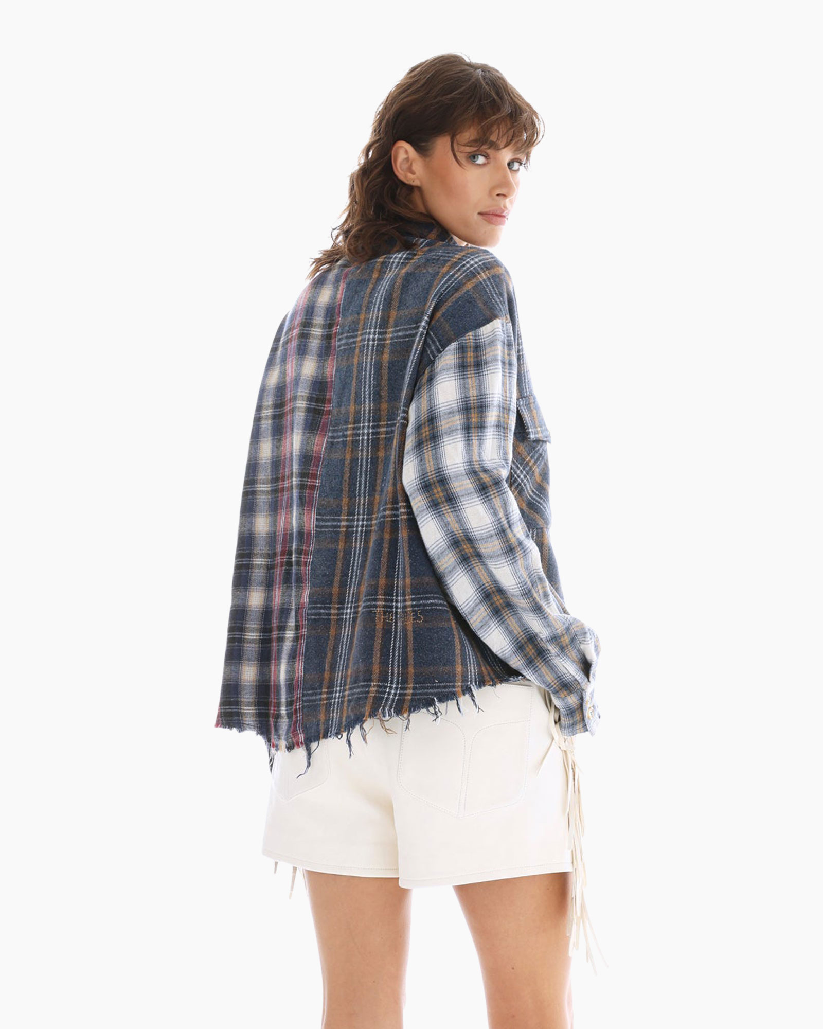 plaid, jacket, vest, oversized, fur-lined fringe