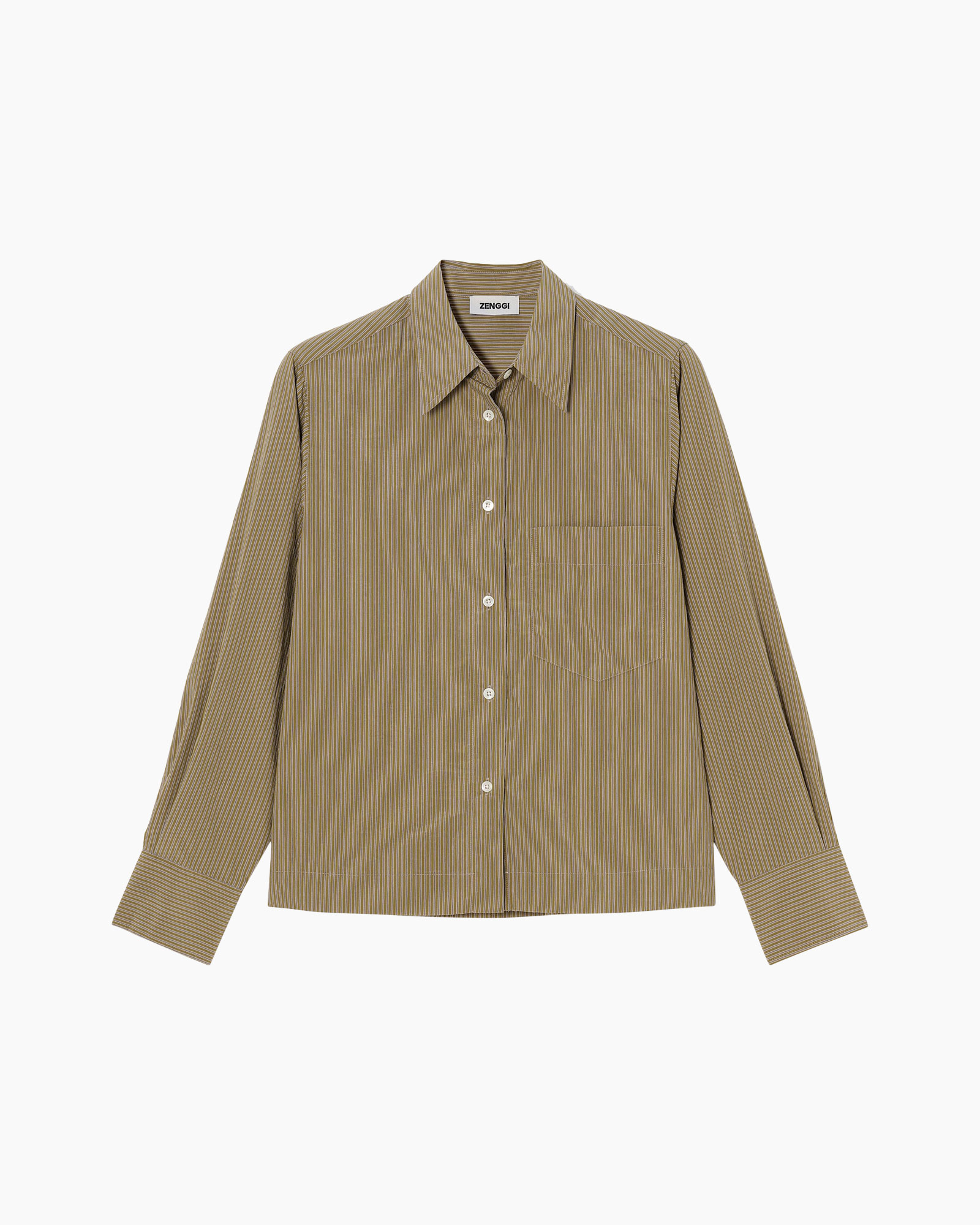 shirt, striped, long-sleeve, collared, pocket