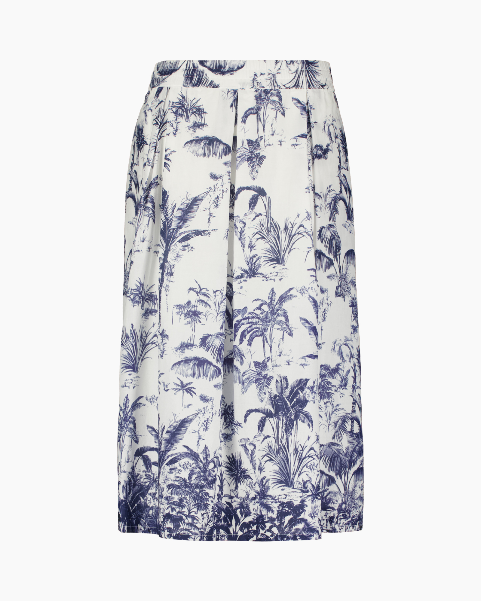 skirt, long, print, palm trees, white-blue