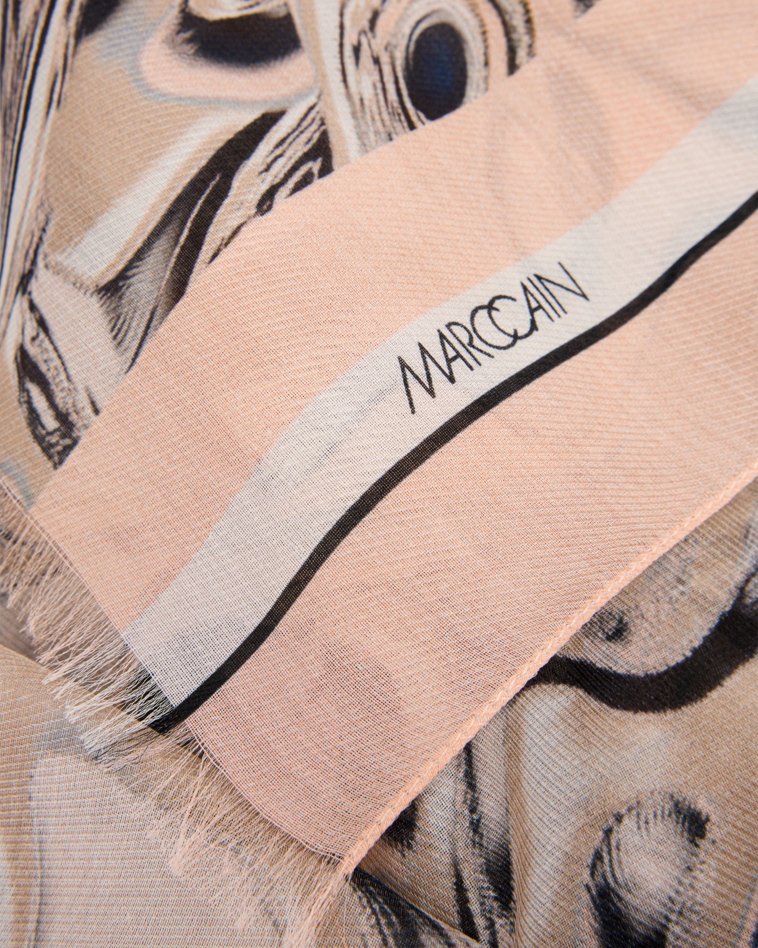 scarf, soft pink, mauve, patterned scarf, fringed edge