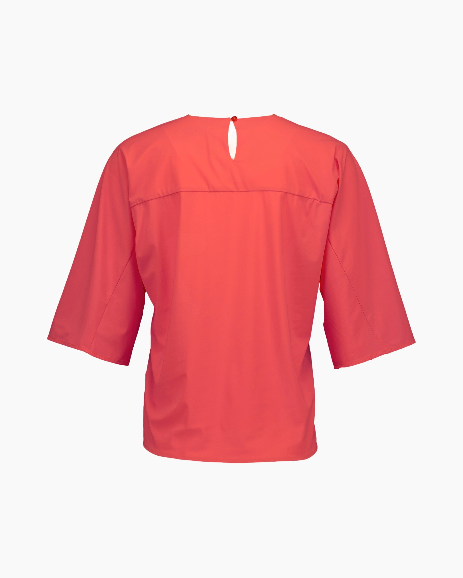 top, blouse, short sleeves, solid color, coral