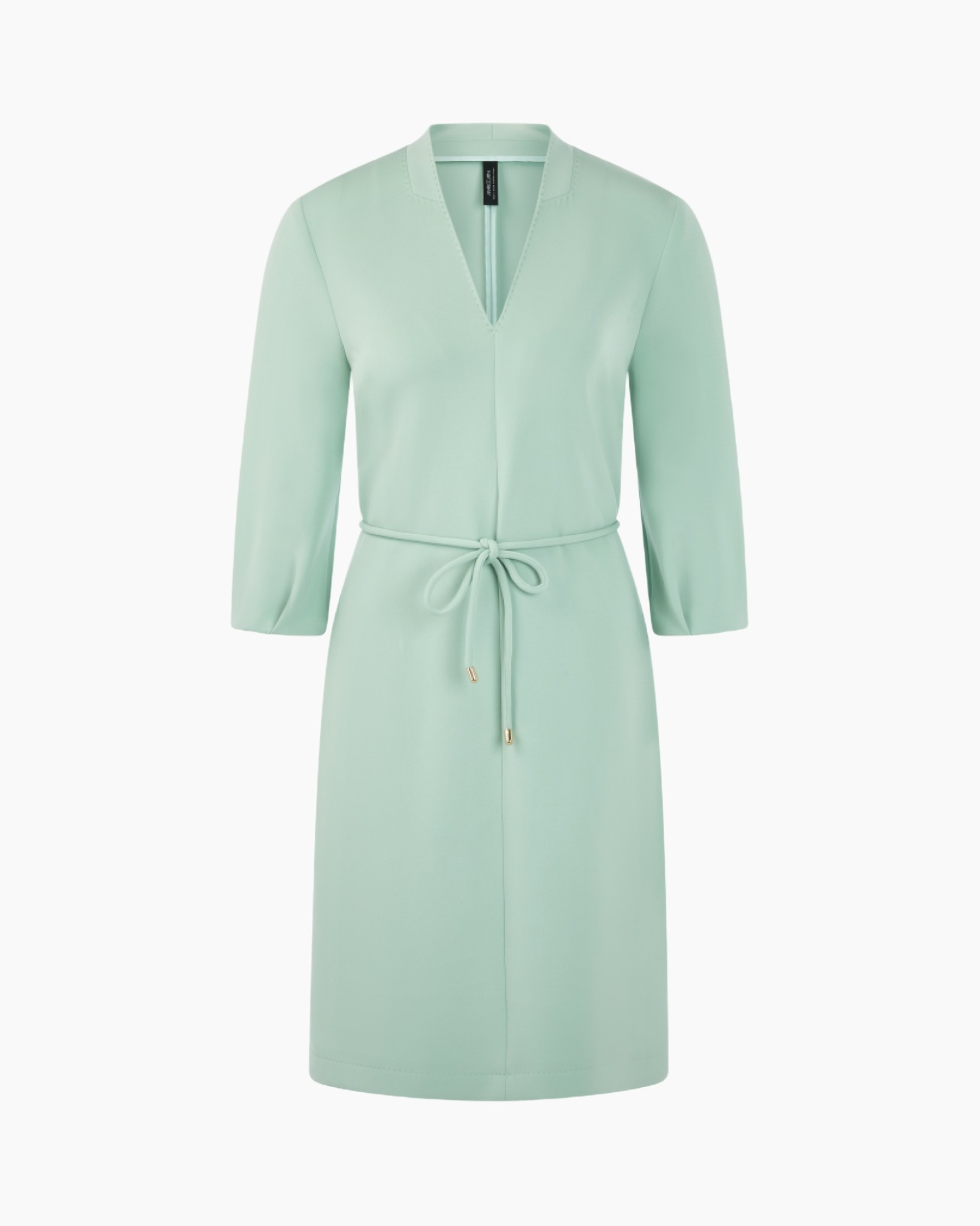 dress, knee-length, wrap, belt, green