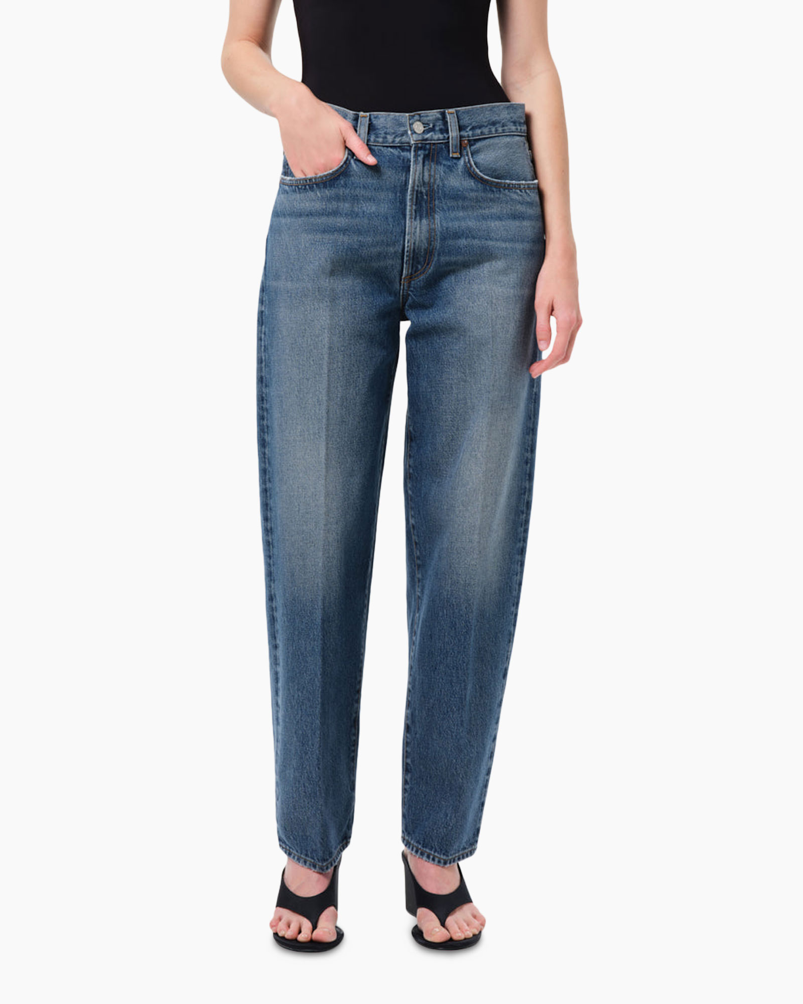 jeans, denim, straight leg, faded, pocketed