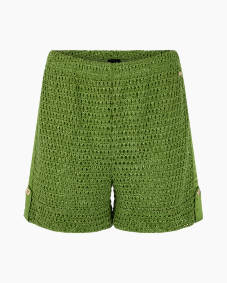 shorts, green, knit, sleeveless, buttoned sides