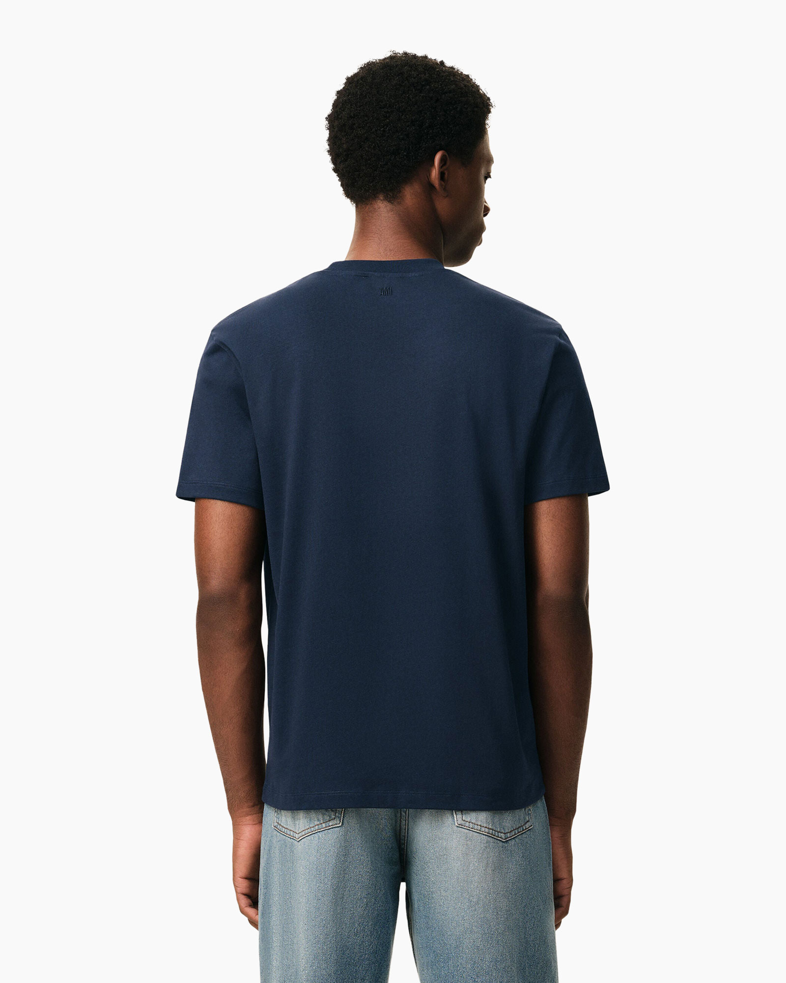 t-shirt, short sleeve, navy, cotton, plain back