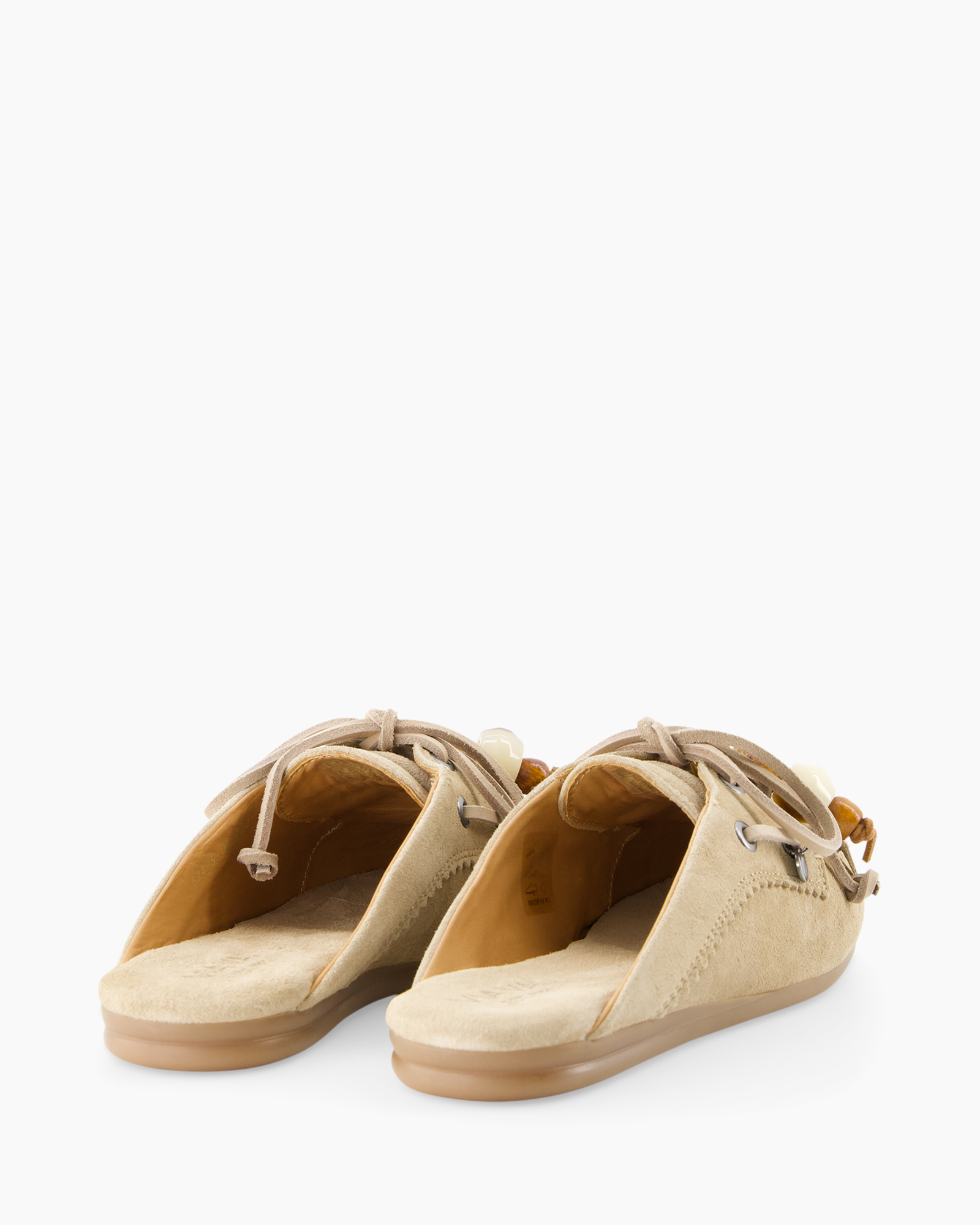 sandals, beige, suede, open-back, laces