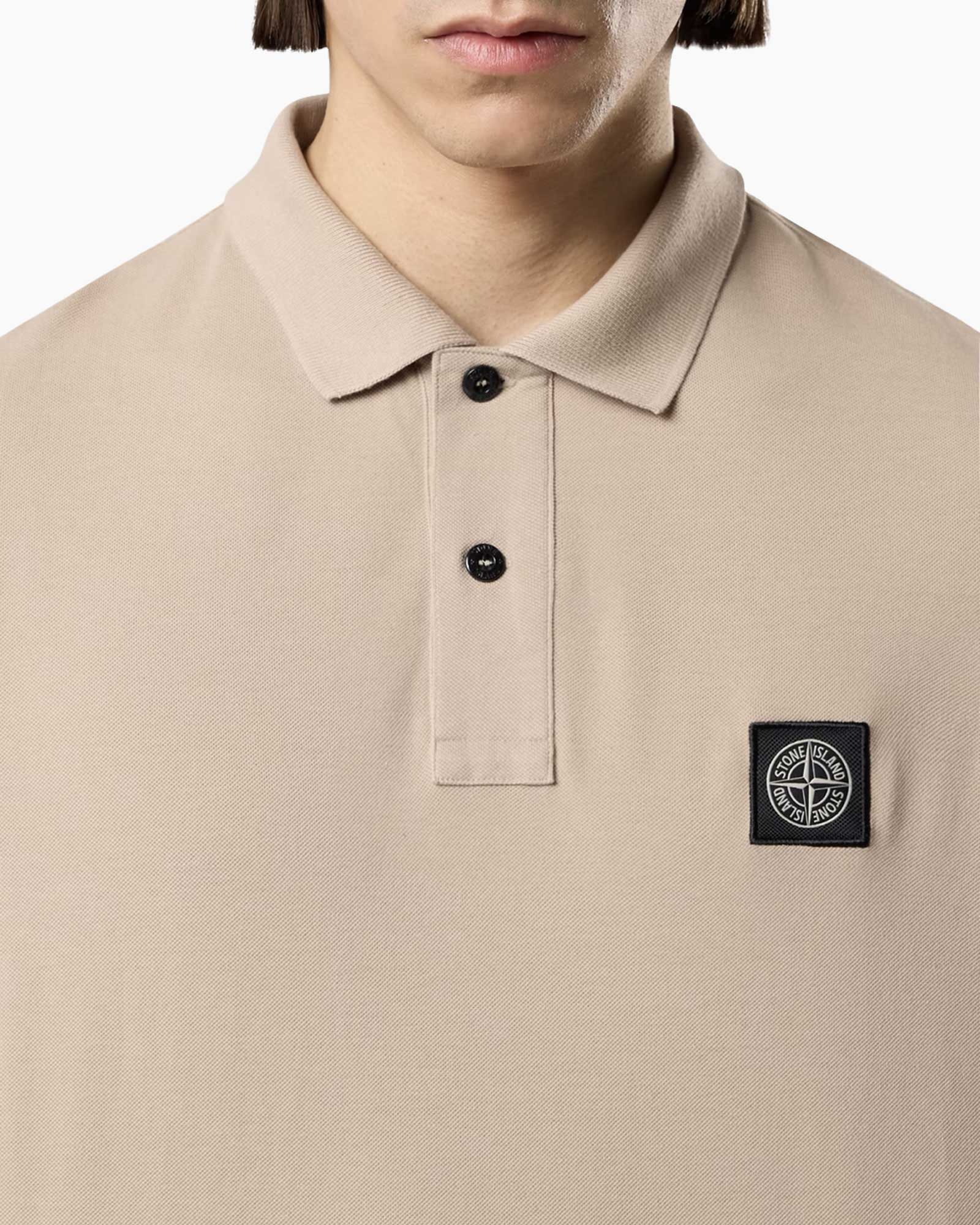 polo shirt,  beige,  short sleeve,  polo,  patch logo