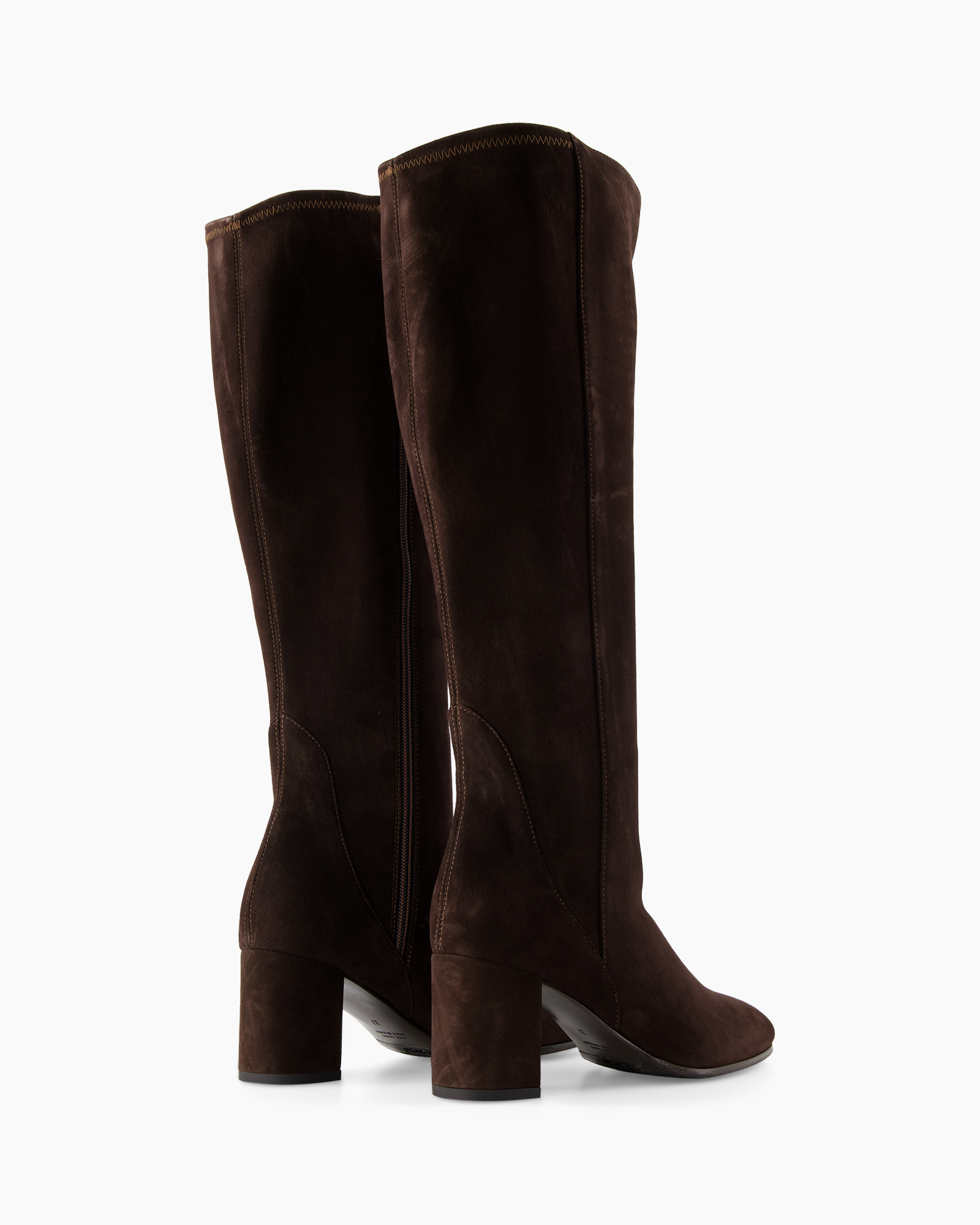 knee-high, boots, brown, suede, block-heel