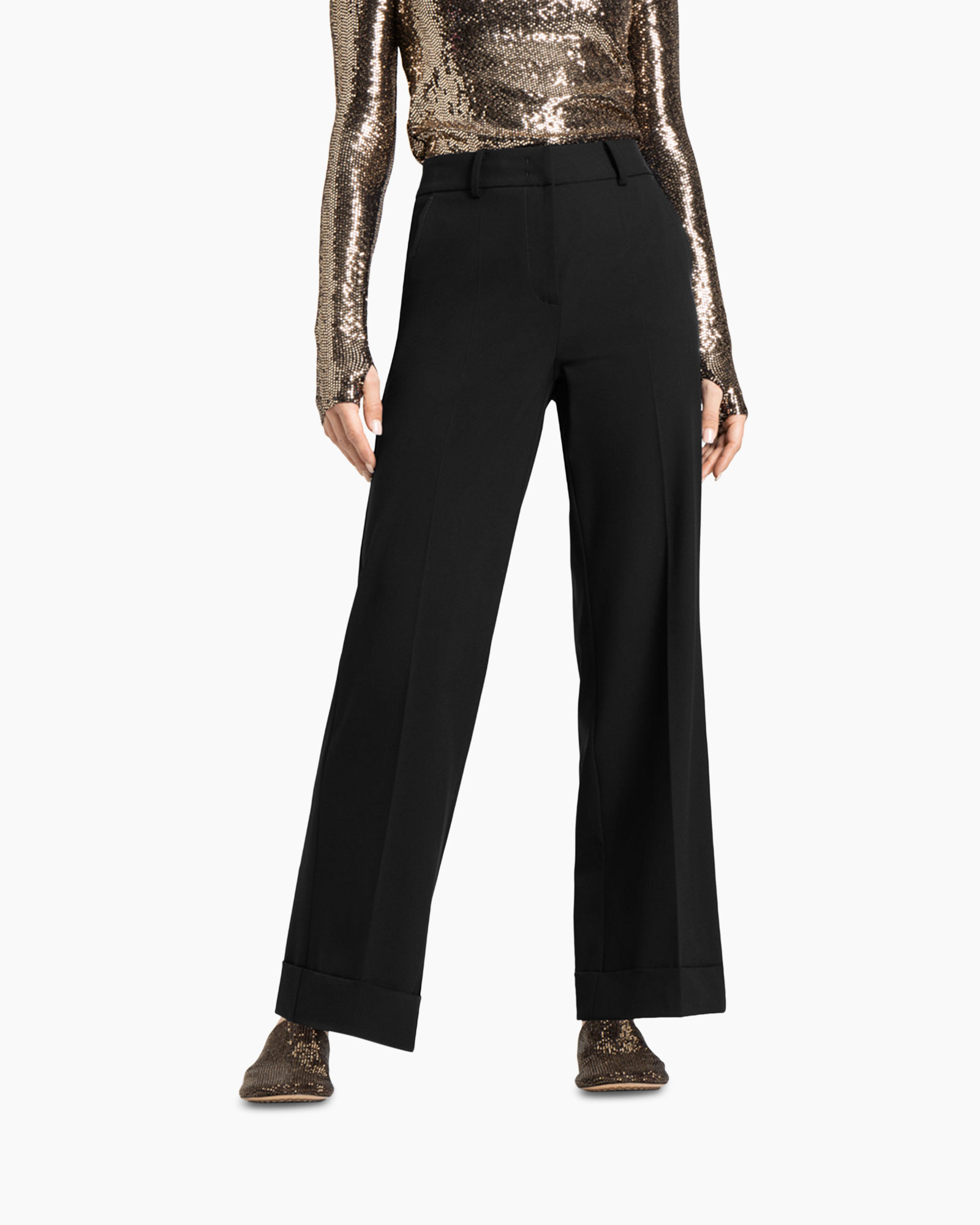 Pantalon Grace High Wool Zwart