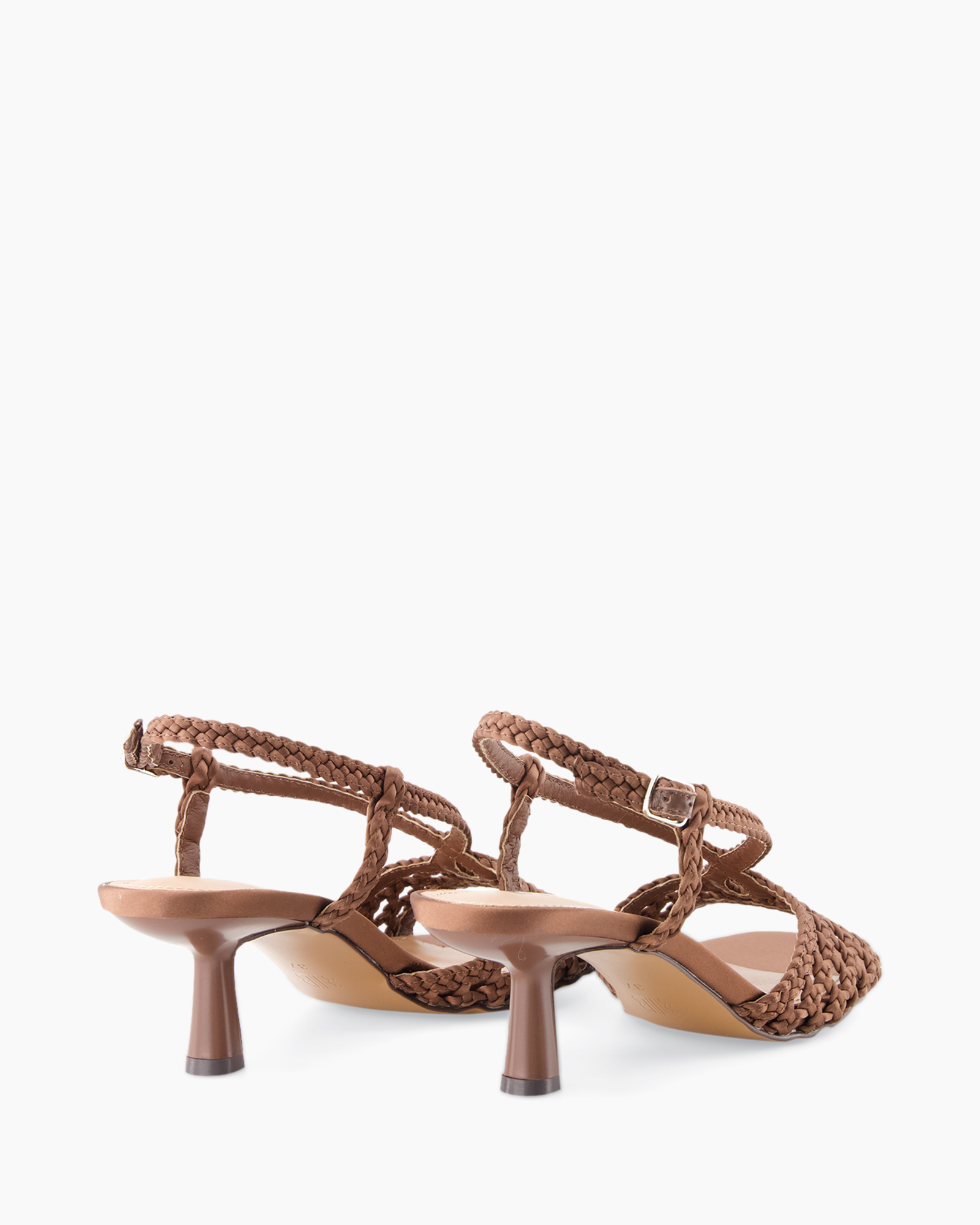 sandals, braided, strappy, heel, brown