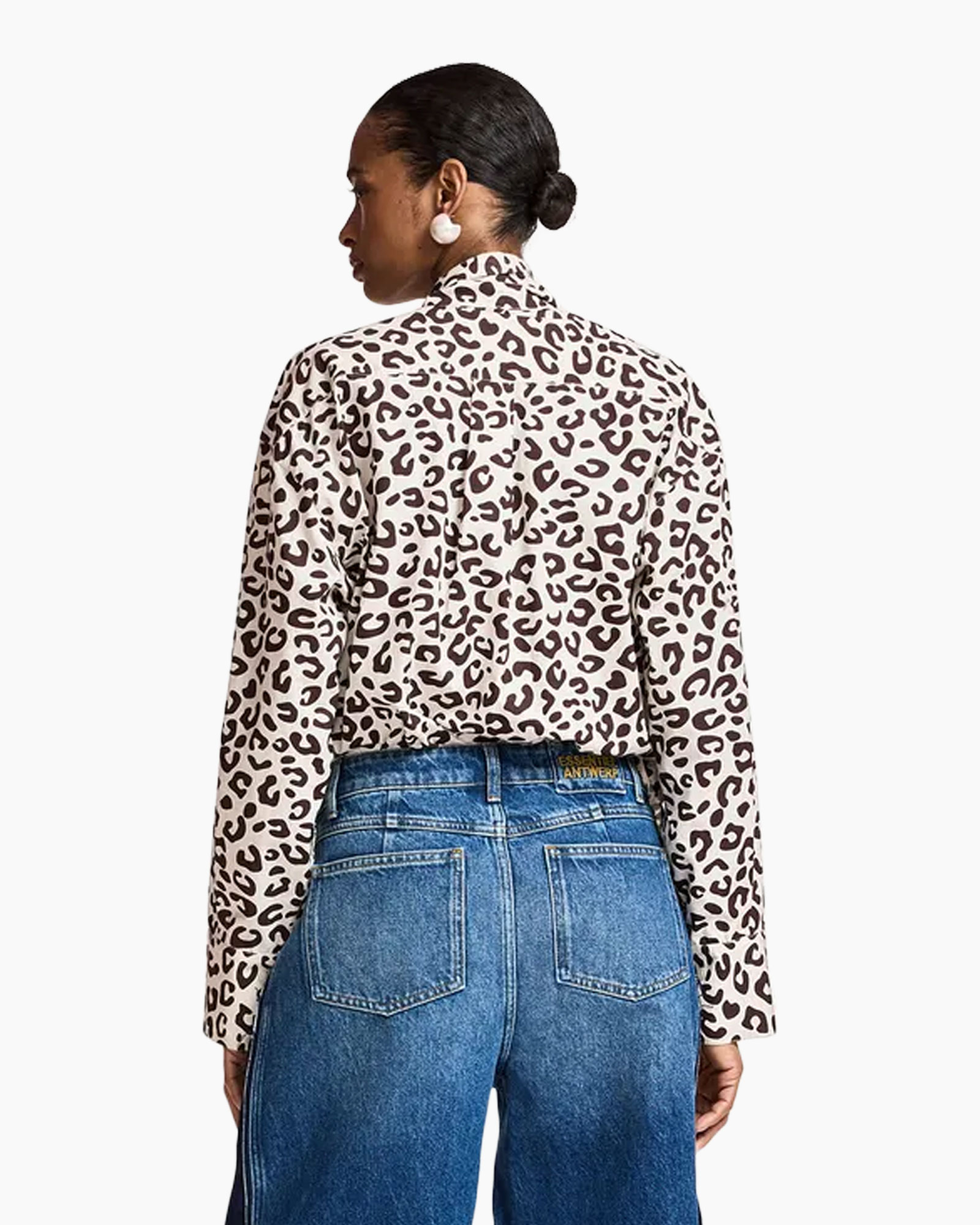leopard print, shirt, long sleeve, button-down, beige brown