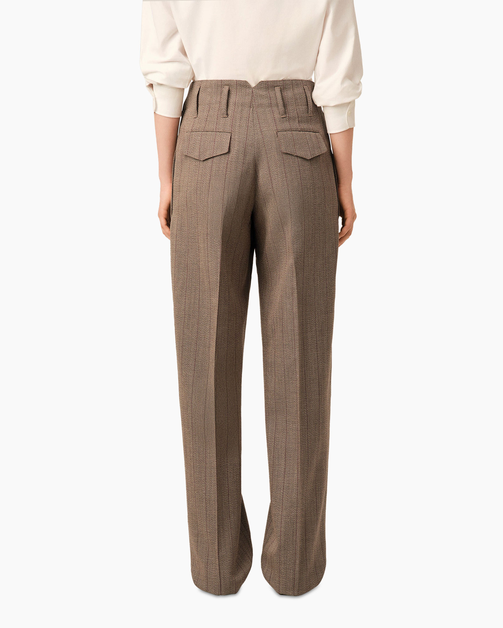 trousers, pinstripe, brown, pleated, casual shoes