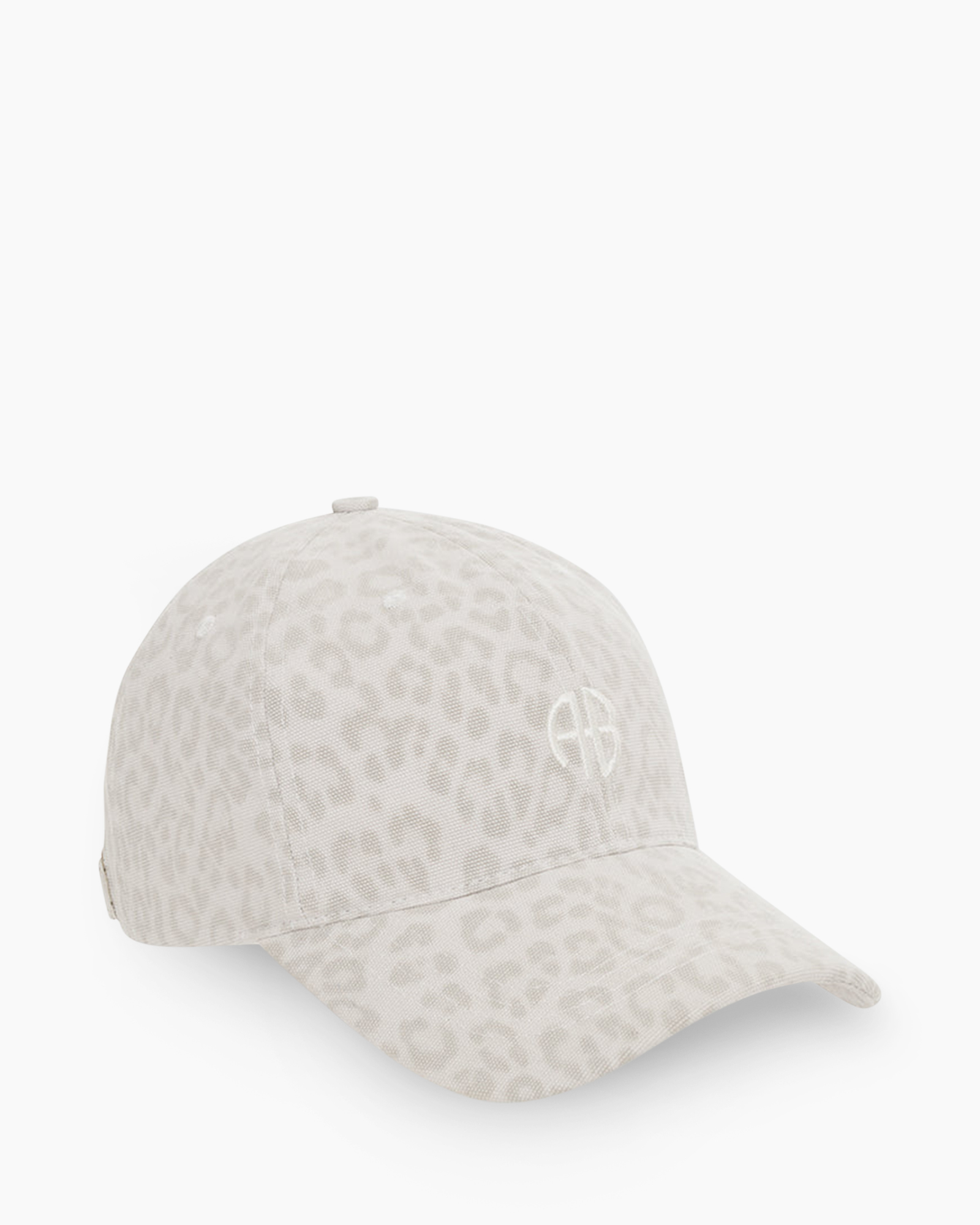 baseball cap, leopard print, light gray, curved brim, embroidered logo