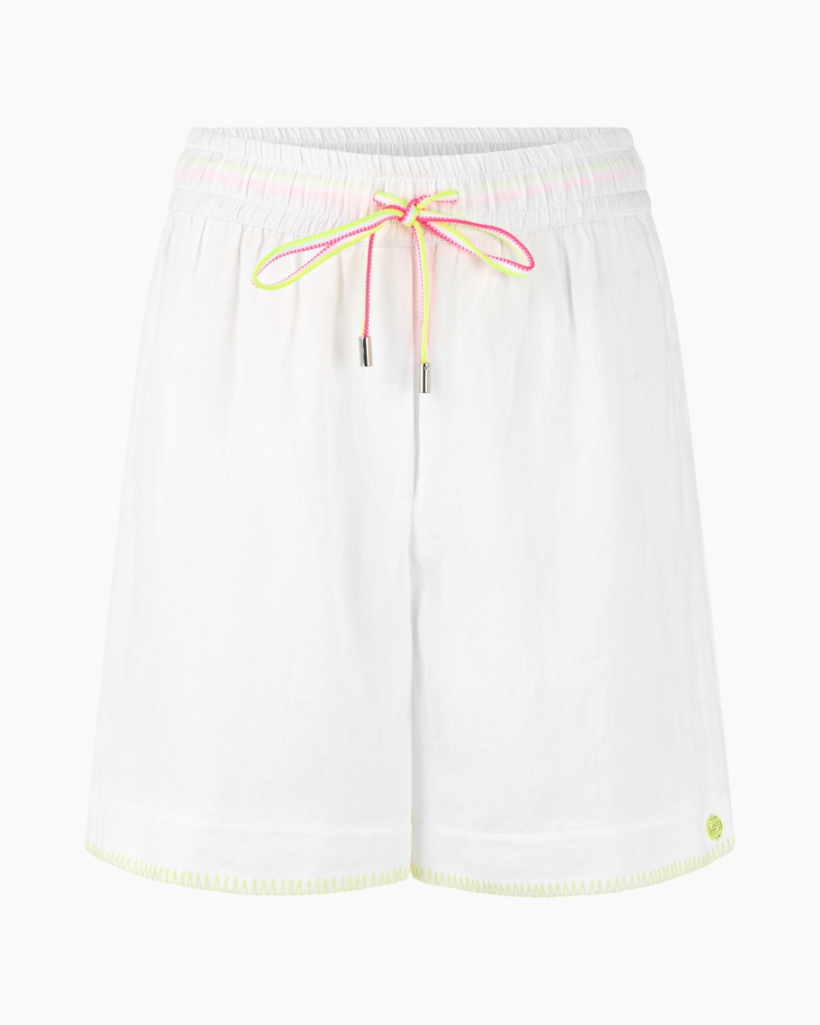 shorts, white, drawstring, neon, stitching