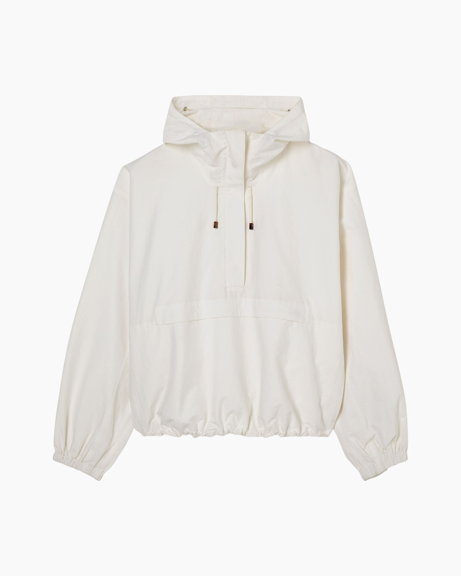hooded, pullover, windbreaker, crewe, white