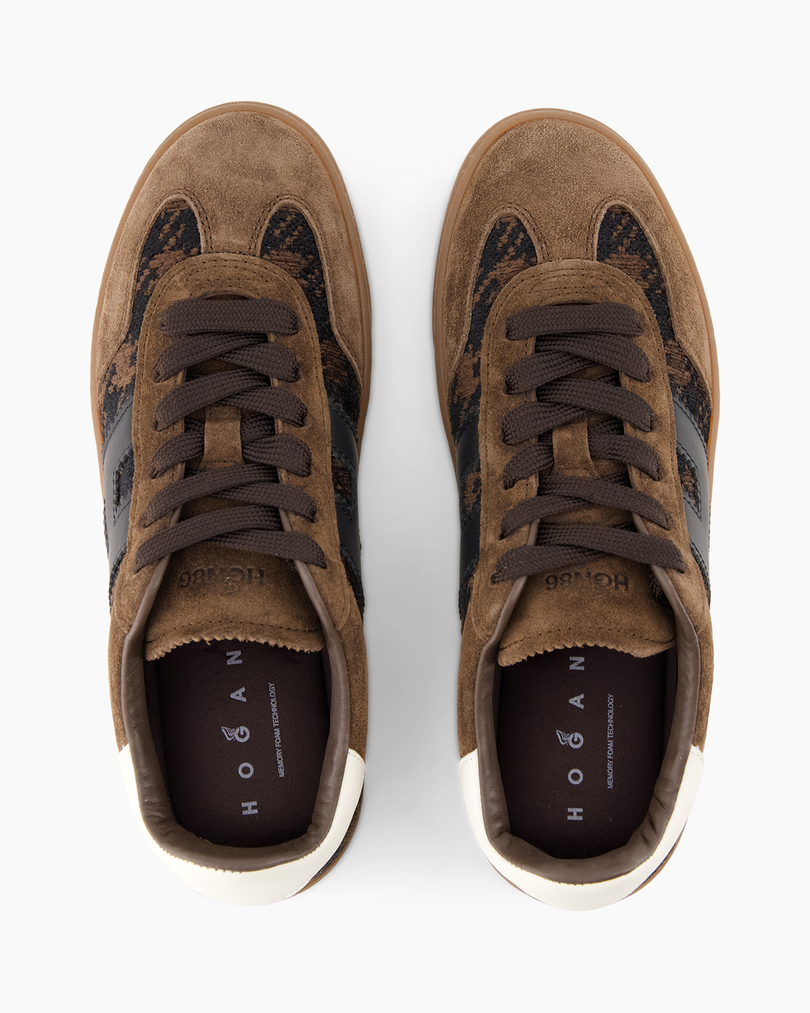 sneakers, brown, lace-up, suede, patterned
